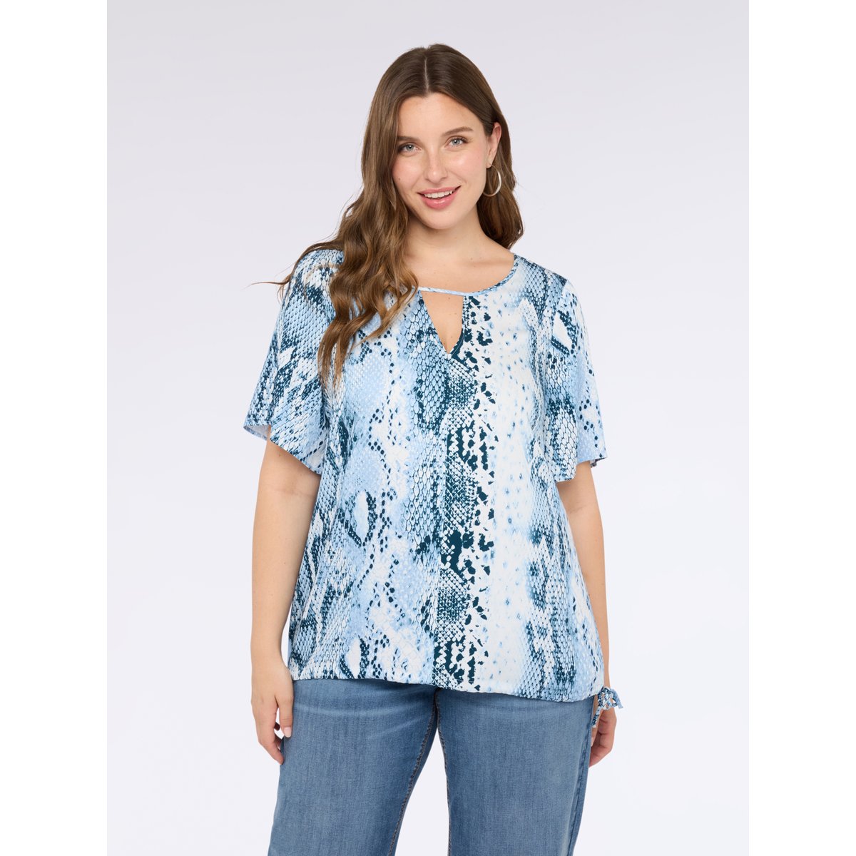 Chemisier à motif reptile light - blue, FIORELLA RUBINO