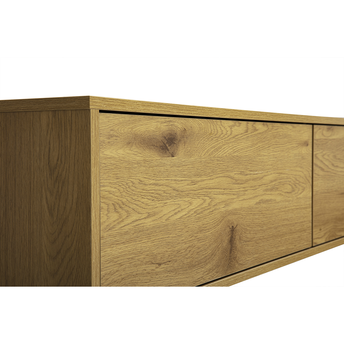 Meuble TV mural finition bois clair chêne L140 cm FLEXO chêne clair, MILIBOO