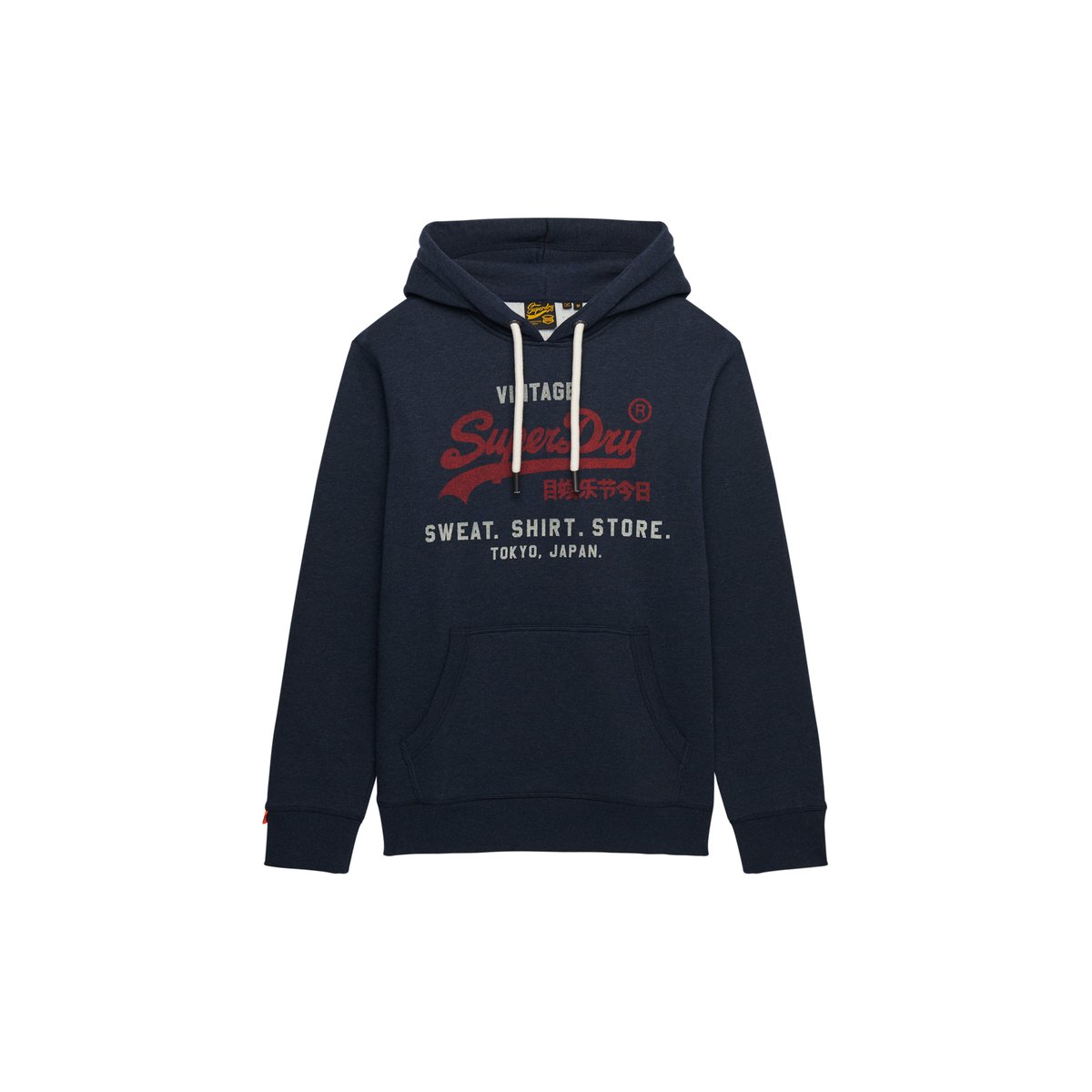 Sweat à capuche décontracté Vintage Logo Heritage bleu marine chiné trench, SUPERDRY