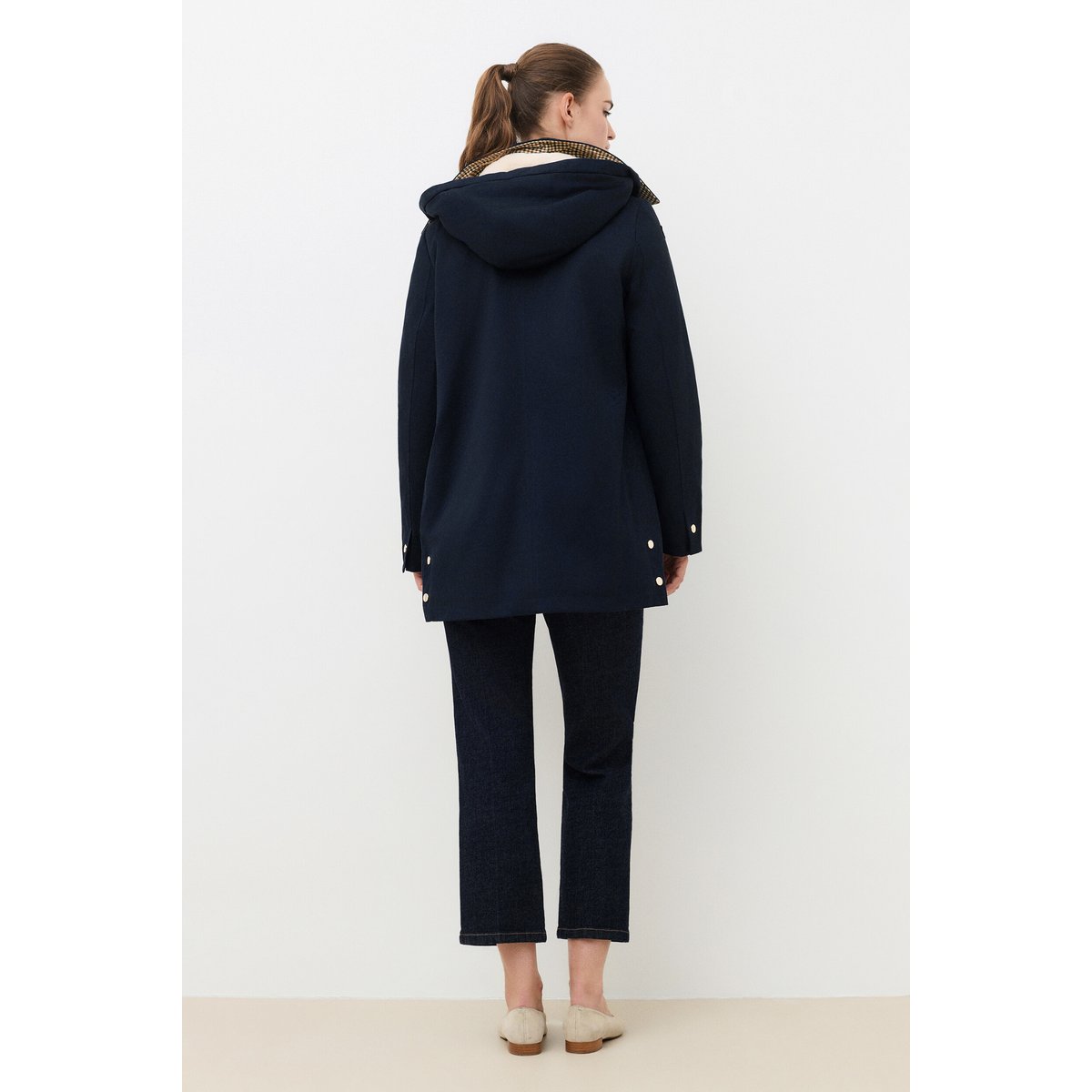 Manteau droit mi-long doublé GPENNY bleu marine, CAROLL