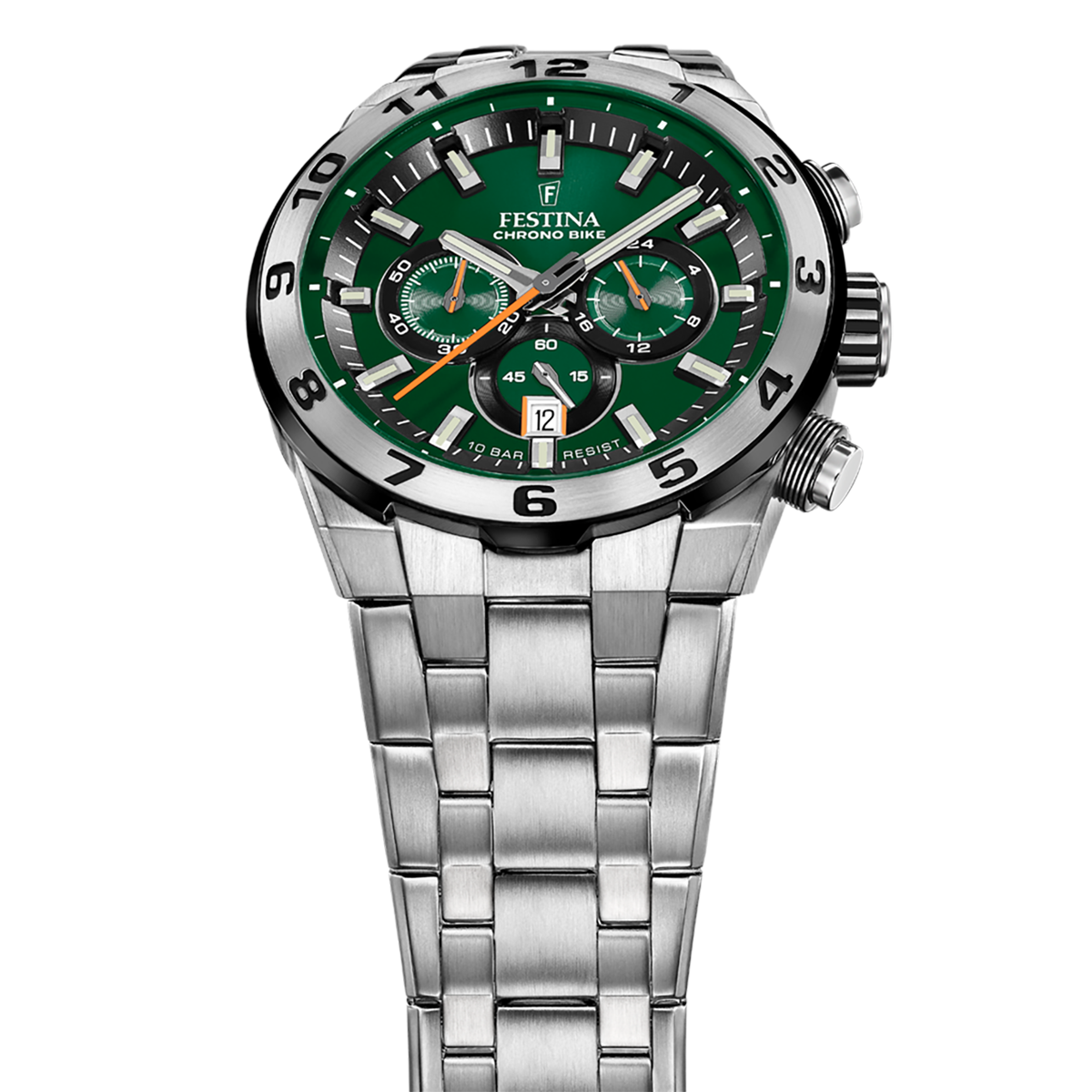Montre Analogique CHRONO BIKE argenté vert argenté, FESTINA