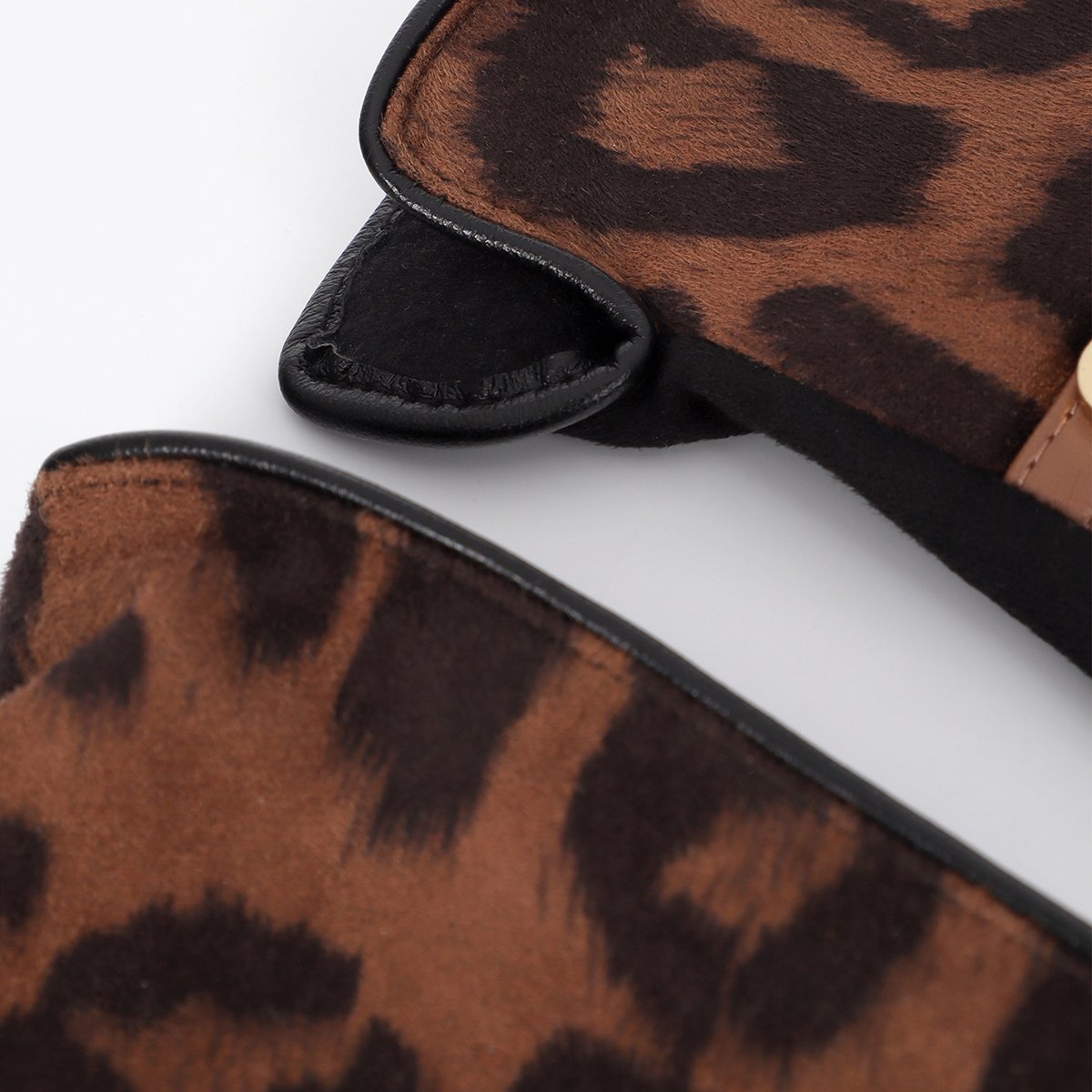 Gants à poignet imprimé léopard avec studs léopard, LOLA CASADEMUNT