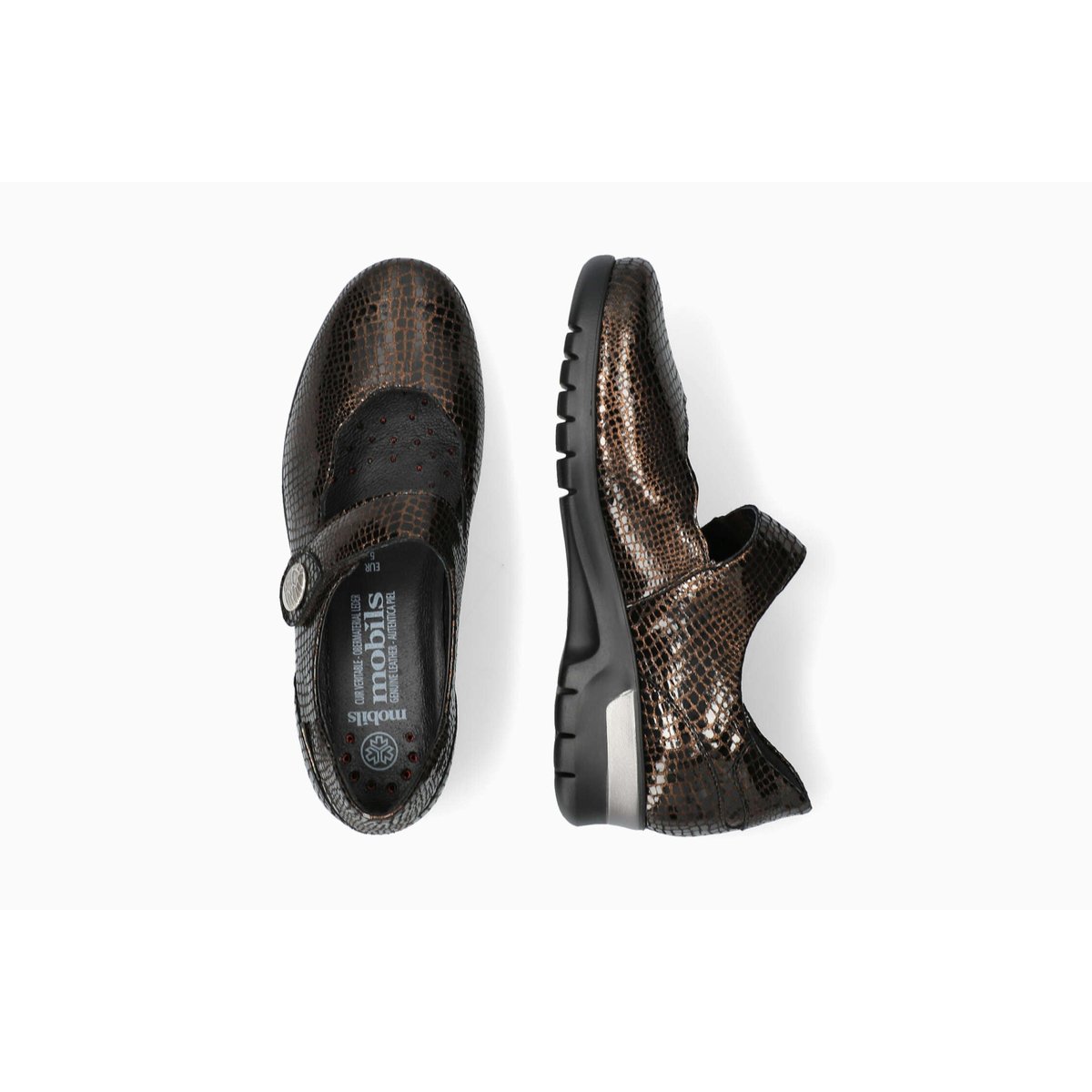 Ballerines en cuir MARYANA gris metallique 5143, MEPHISTO