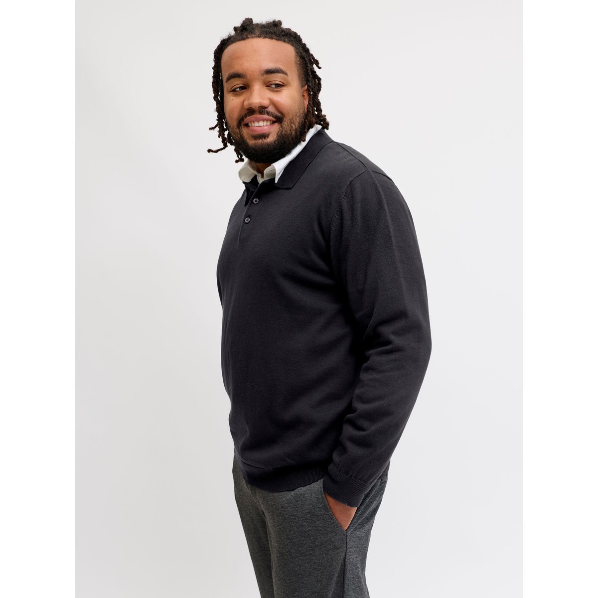 Polo Tricoté noire - black, JACK & JONES