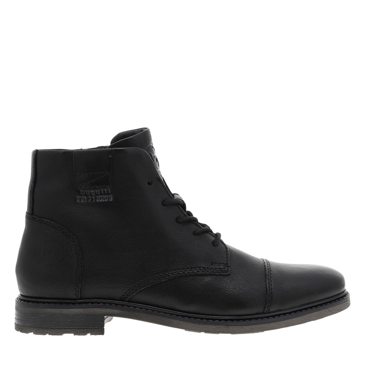 Bottines cuir talon plat noir, BUGATTI
