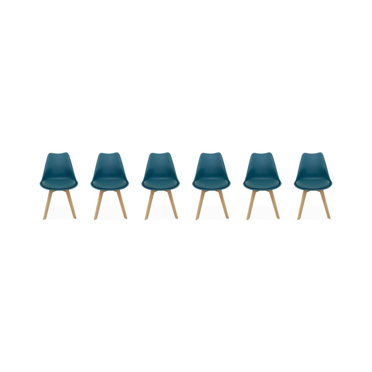 Chaise scandinave bois de hêtre (lot de 6) NILS bleu canard, SWEEEK