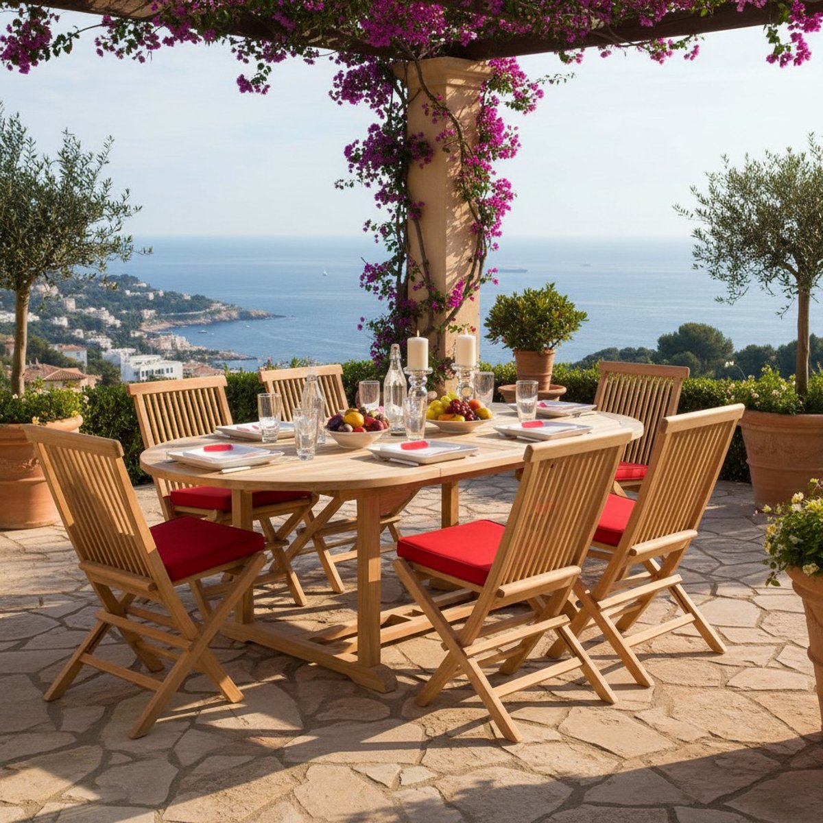 Table extensible ovale teck massif Vérone 160/240 x 100 cm naturel, TECK ATTITUDE