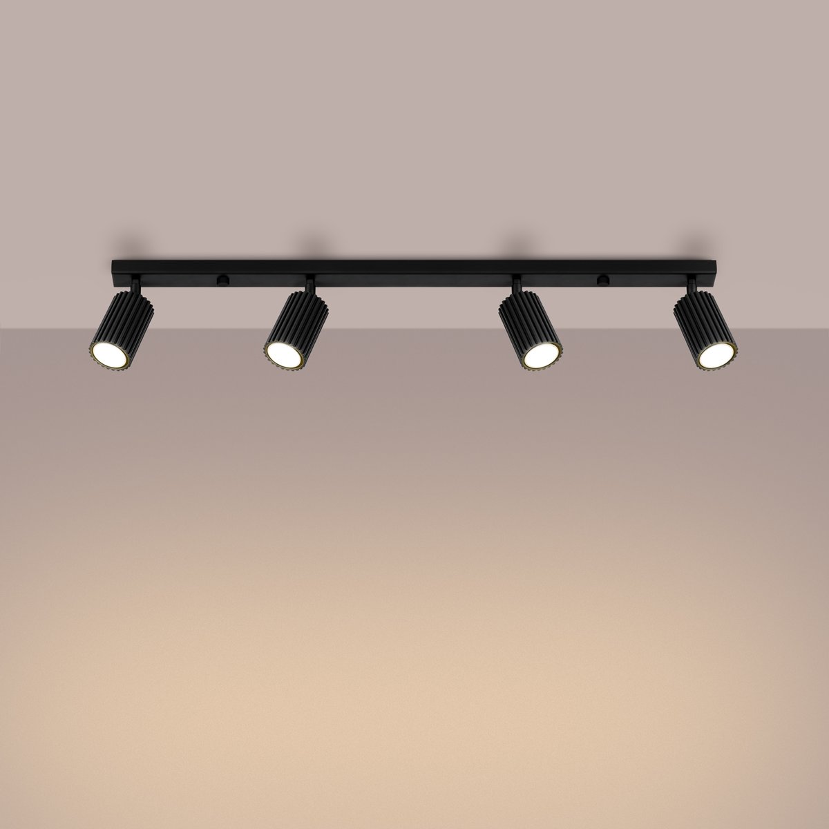 Plafonnier Aluminium Noir GU10 4 Karbon Line noir, EDEN
