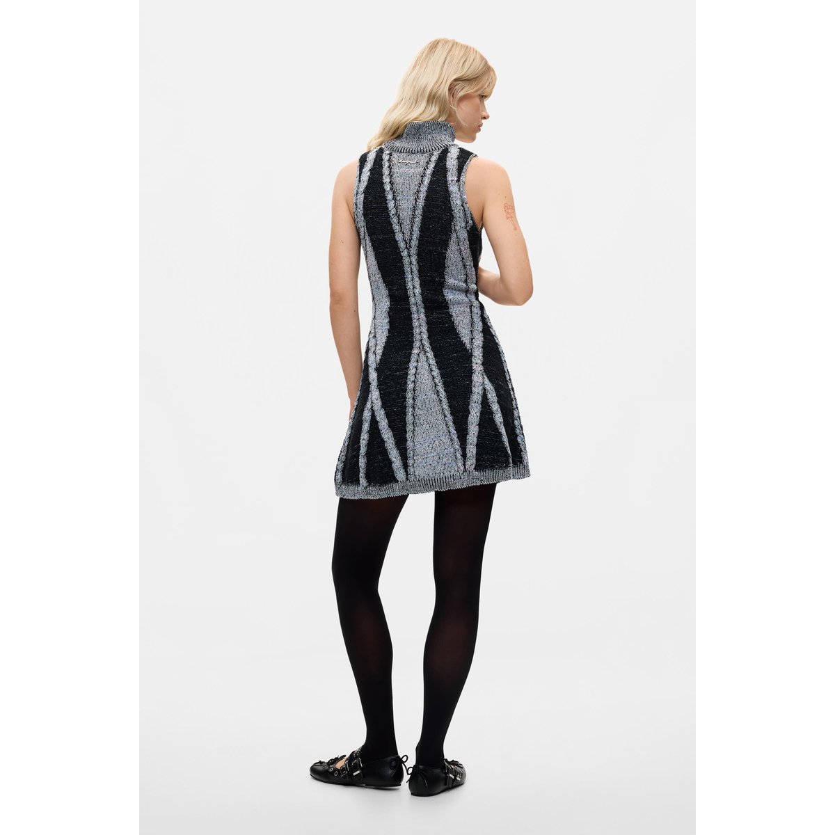 Robe à col montant en maille gris, DESIGUAL