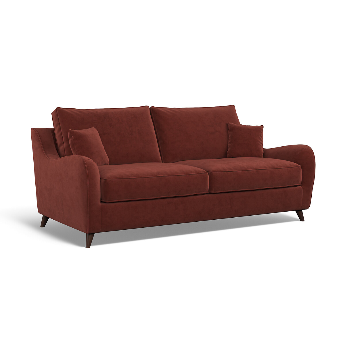 Amelia Velvet 3 Seater Sofa with Dark Wood Legs burgundy, ÉDITÉ