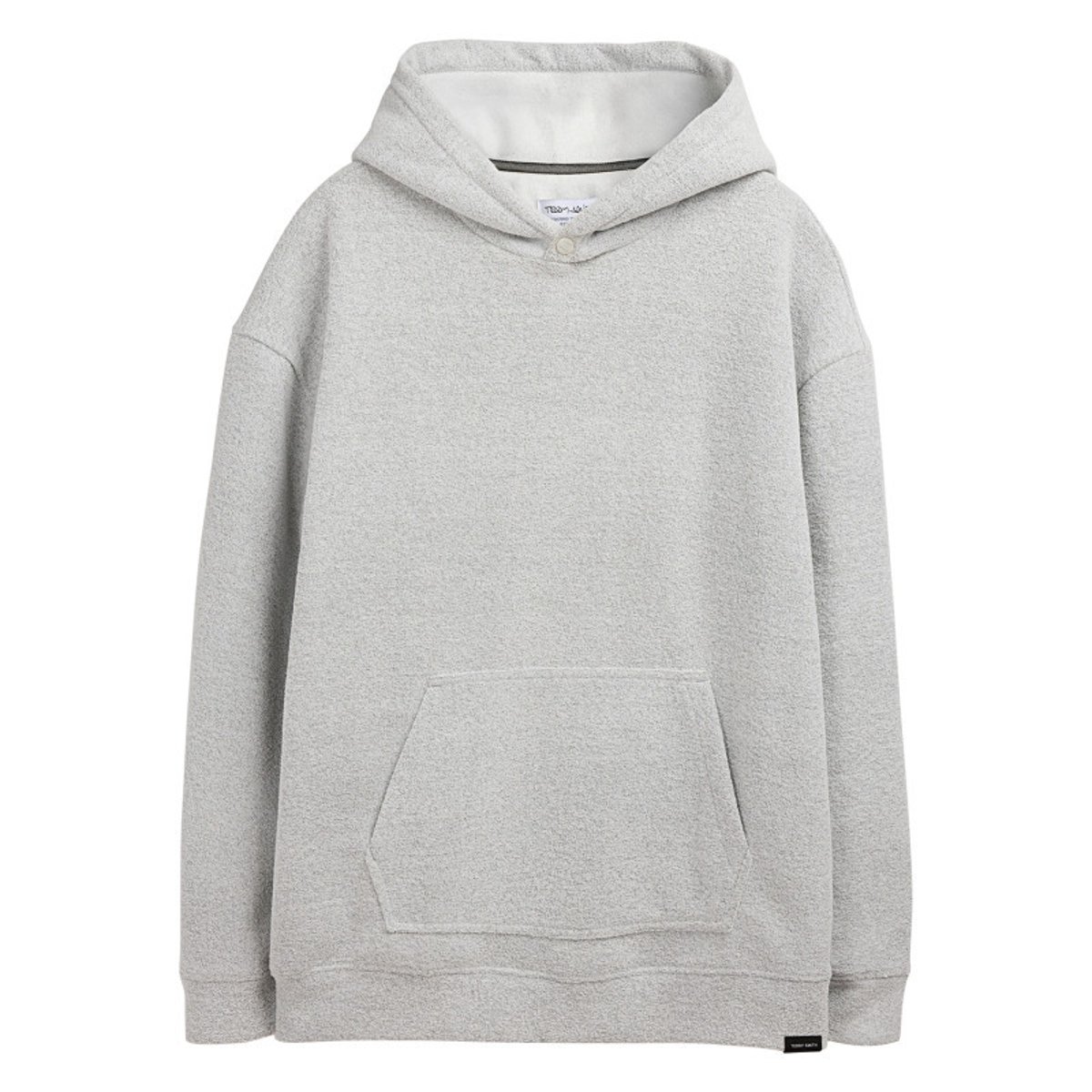 Sweat à capuche gris clair chiné en tissu éponge à coupe droite gris, TEDDY SMITH