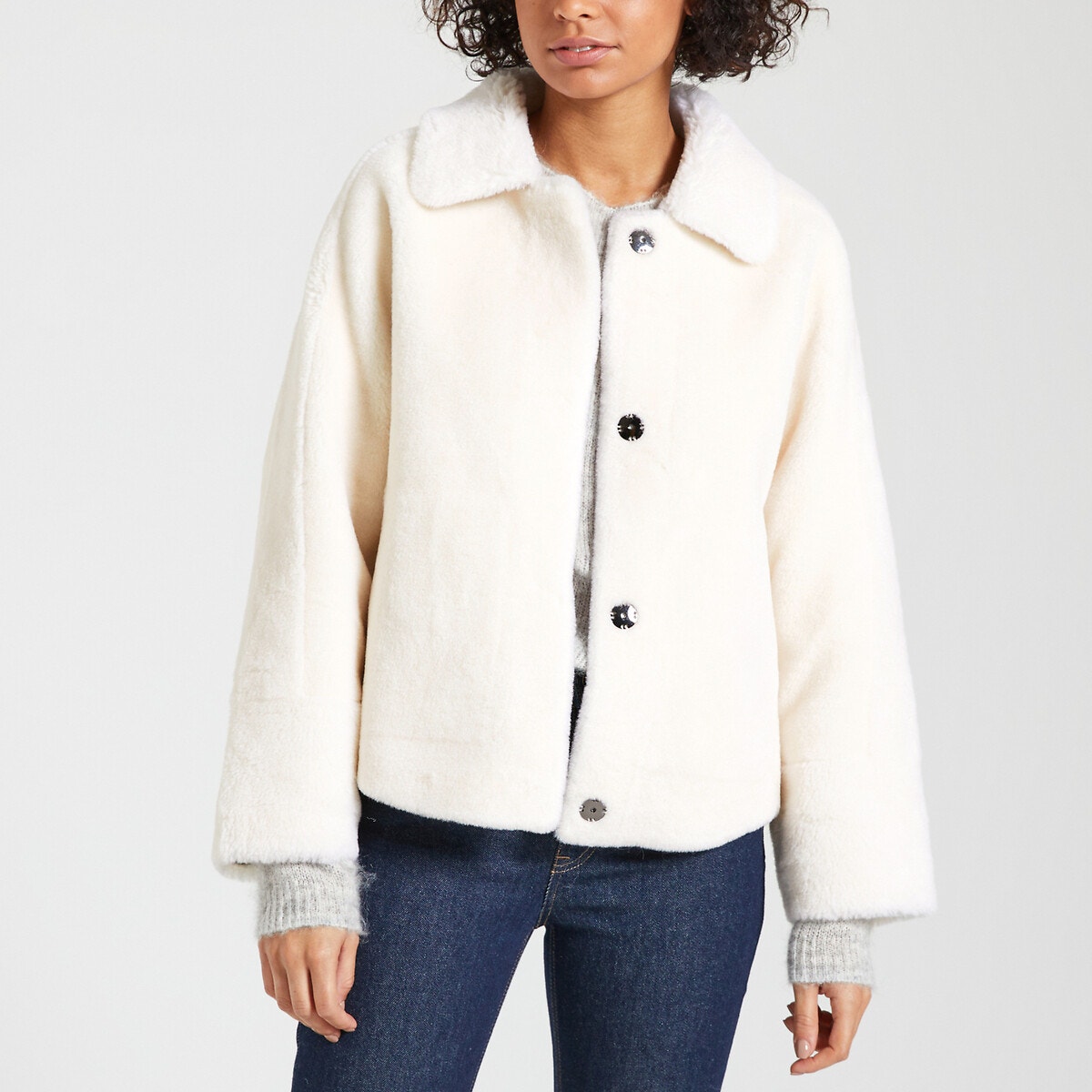 Blouson réversible court en bouclette HELEN ecru, OAKWOOD