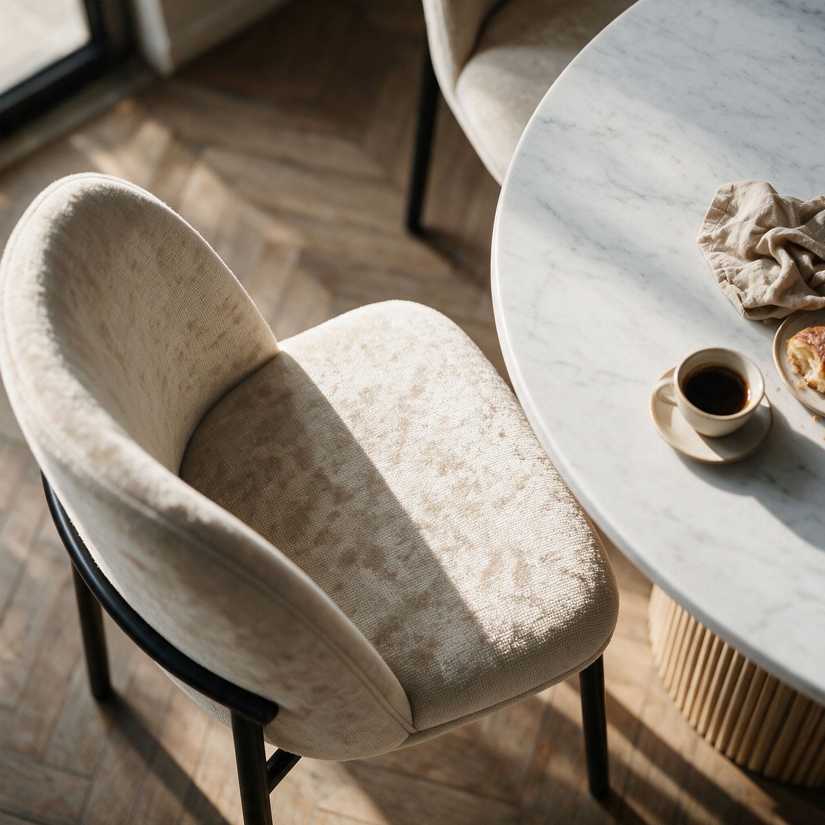 Lot de 2 chaises en tissu - NOAH beige, MAISON PAVANE