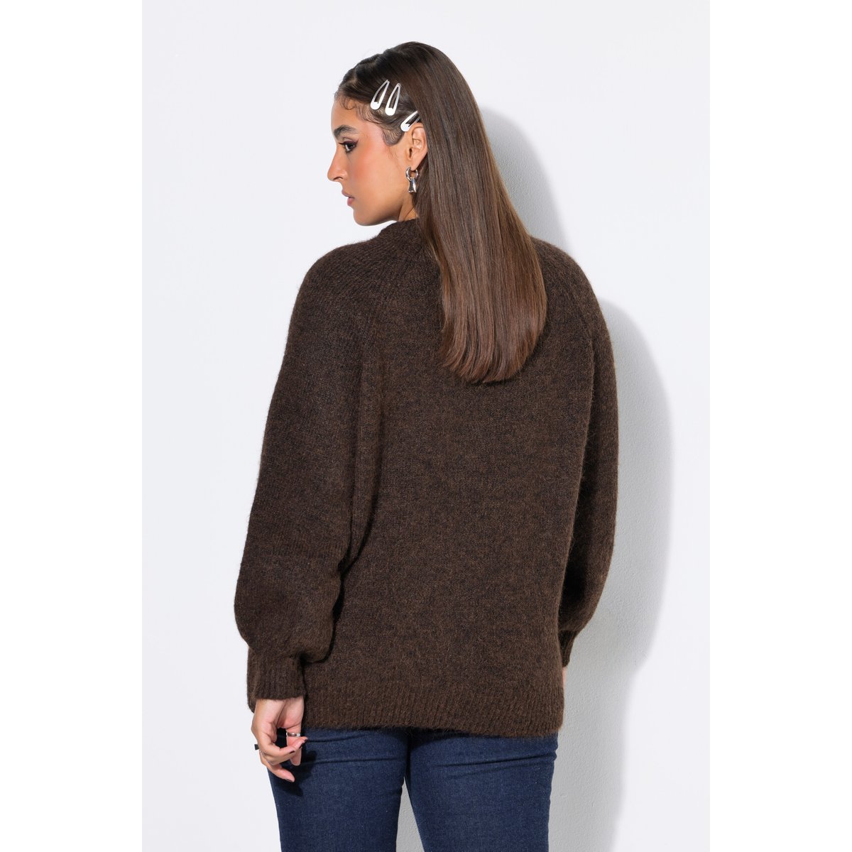 Pull, coupe classique, STUDIO, manches ballon marron pin, STUDIO UNTOLD