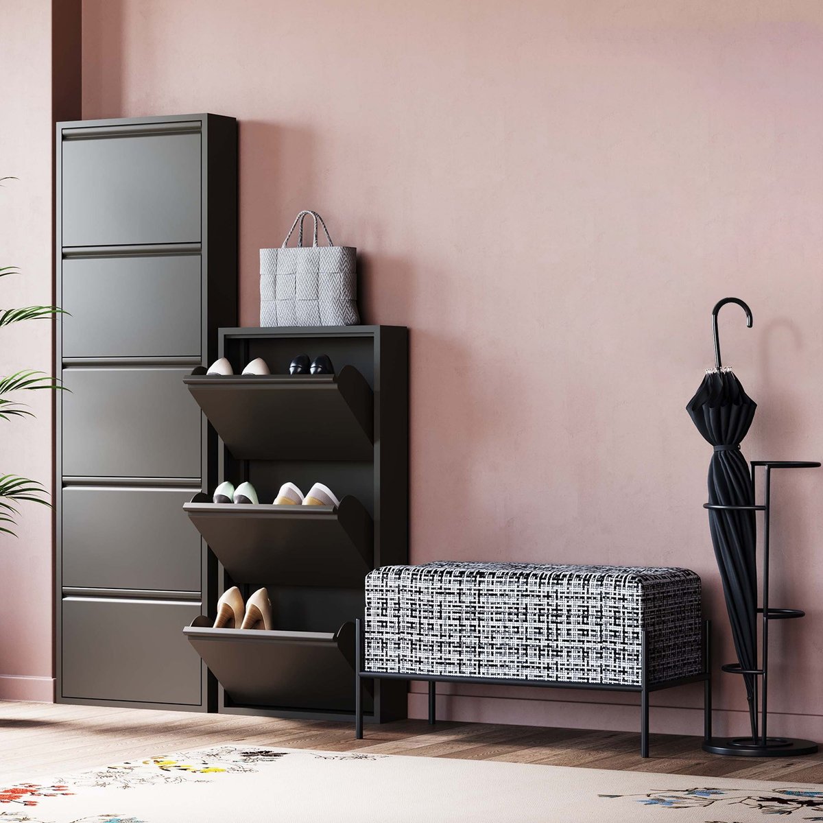 Banc-coffre, ICELAND noir et blanc, KARE DESIGN