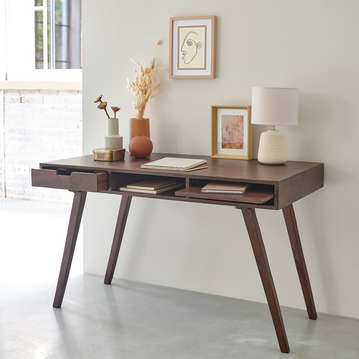 Bureau en bois de manguier 120 cm BRUNE marron, BERAH GETAH