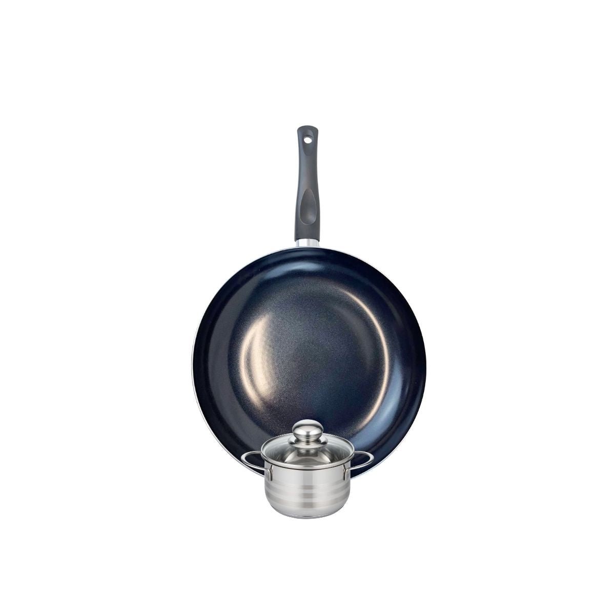 Batterie de cuisine 1 poêle 32cm + 1 faitout 12cm PRIMA BRILLANT noir, ELO