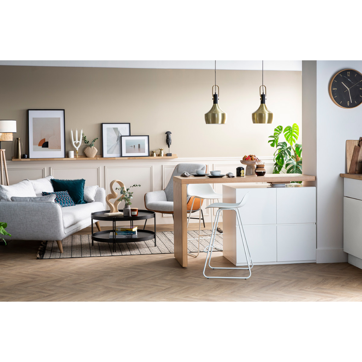 Tabourets de bar design H65 cm (lot de 2) ELLA blanc, MILIBOO