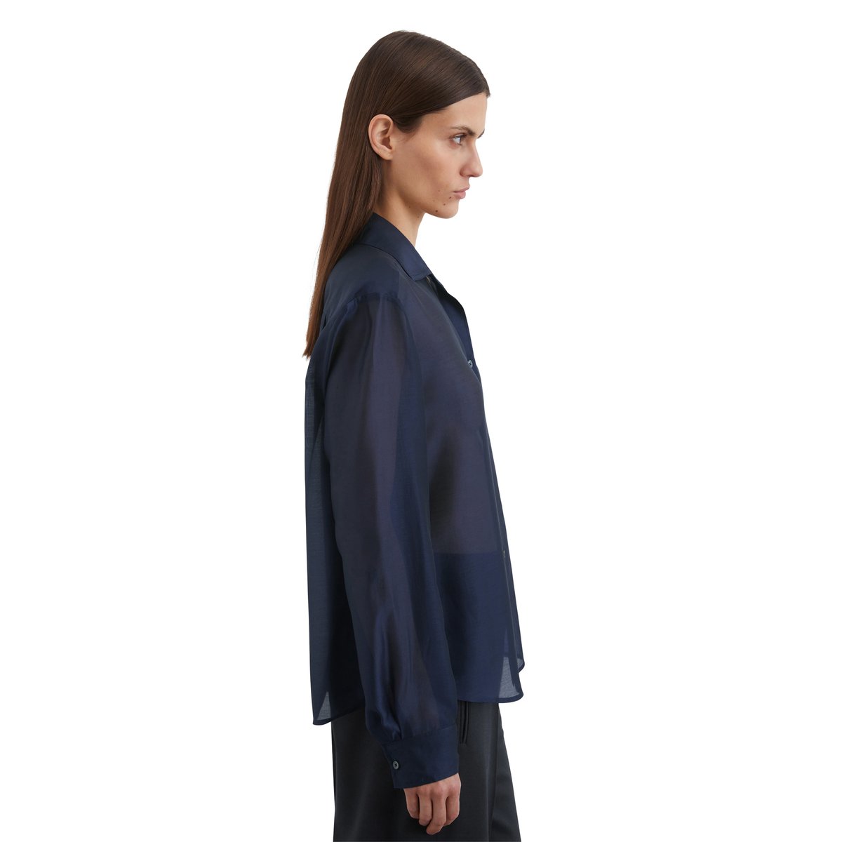 Blouse relaxed en mélange TENCEL™ Lyocell bleu fooncé, MARC O'POLO