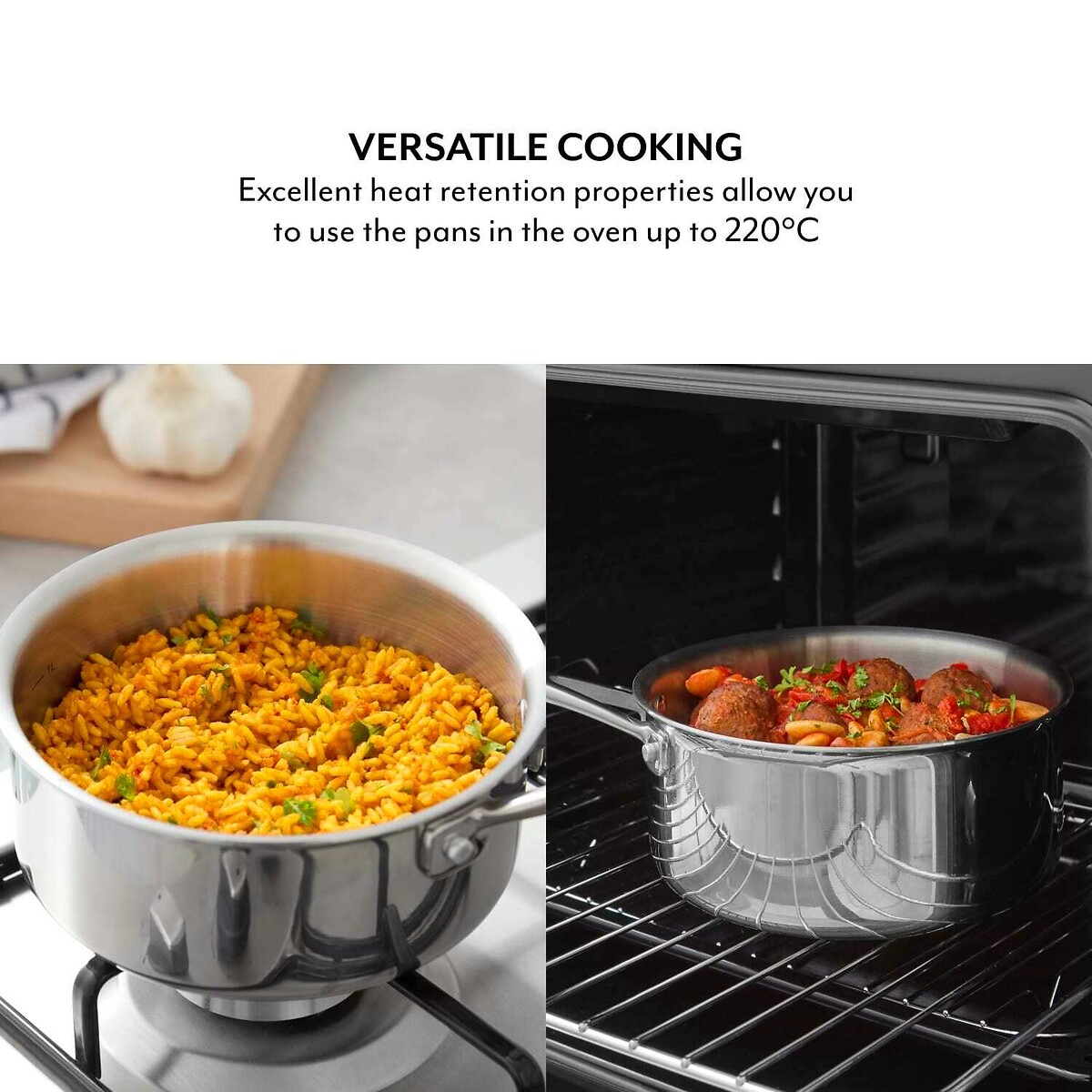 3-Piece SLT Core Tri-ply Saucepan Set silver-coloured, SUR LA TABLE