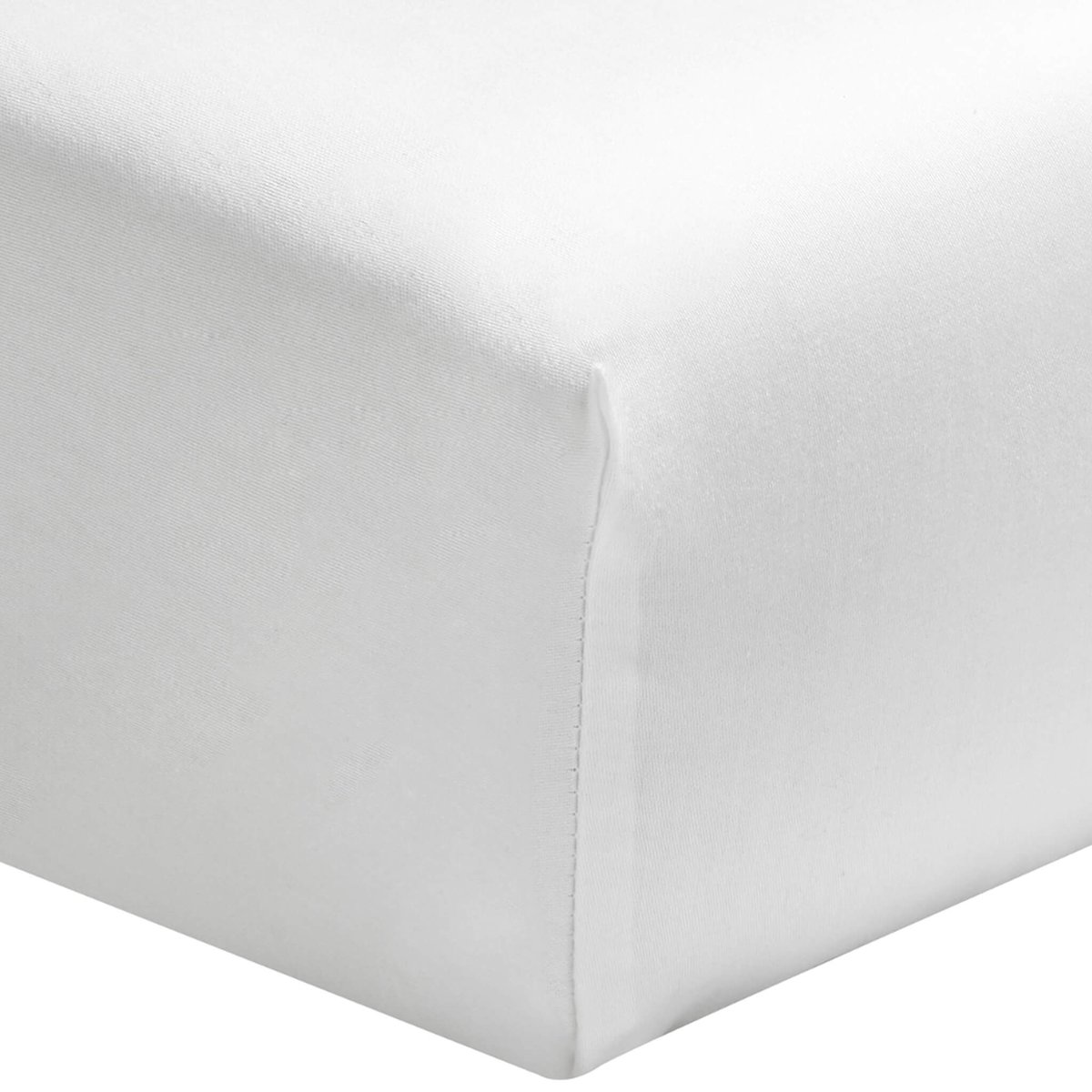 Drap housse satin de coton bonnet 30 made in France blanc, TERRE DE NUIT
