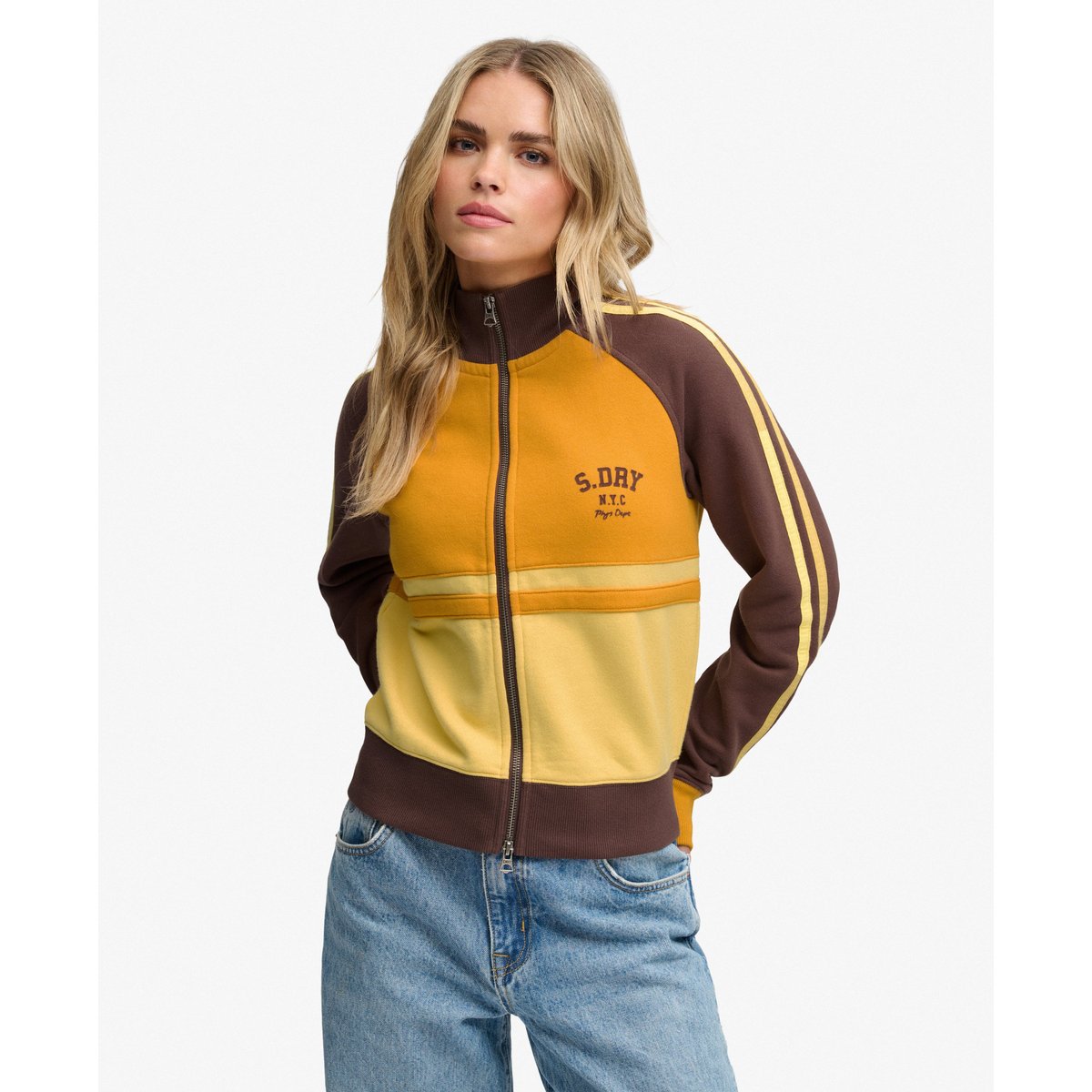 Veste de Survêtement Cult Coupe Décontractée brun café/jaune côtier, SUPERDRY