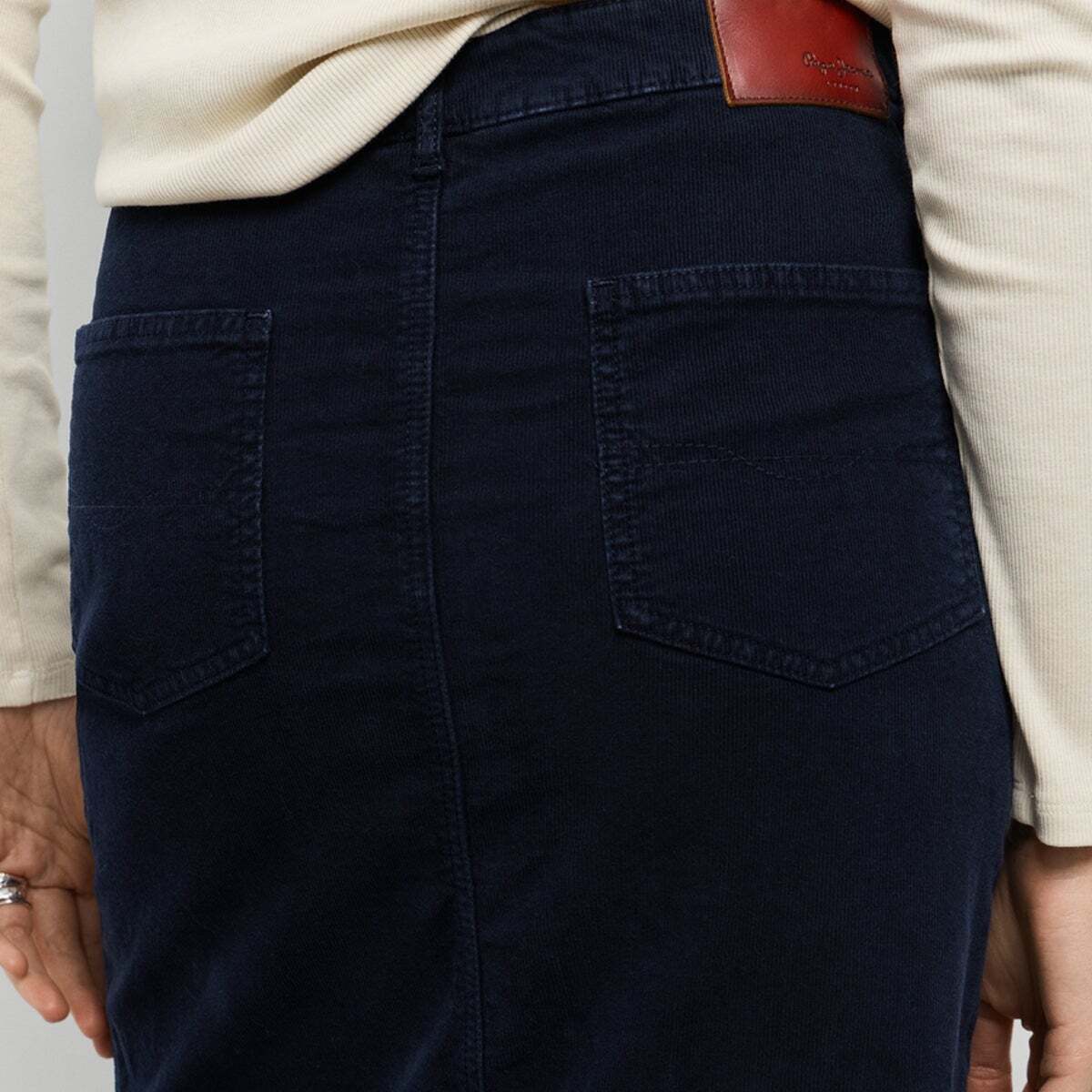 Jupe Midi En Velours Côtelé noir, PEPE JEANS