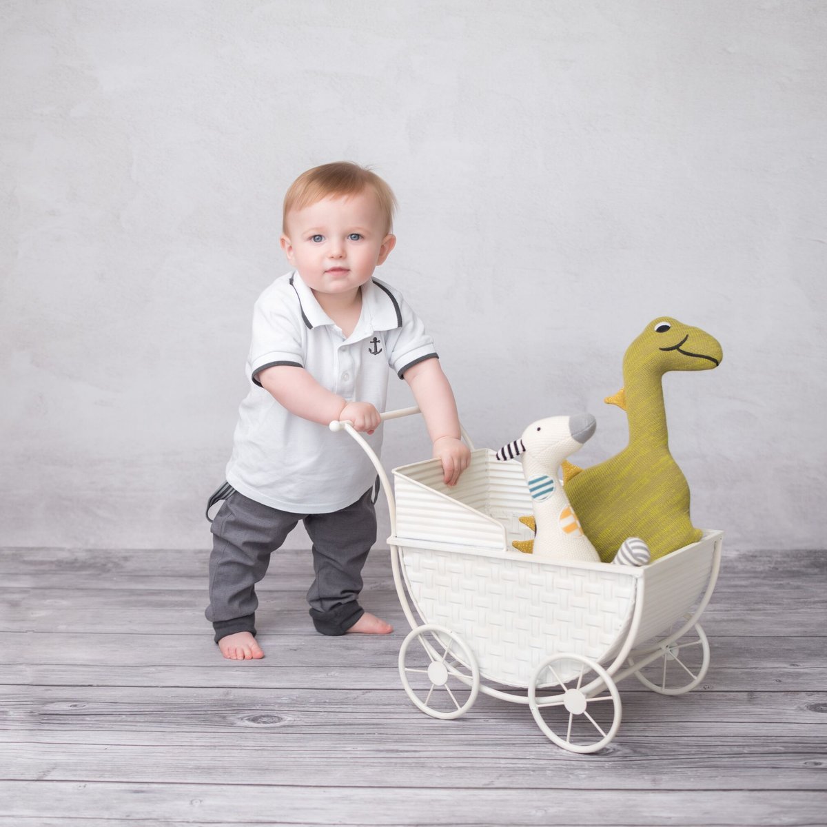 Peluche doudou dinosaure en coton bio TRICOT vert, SEVIRA KIDS