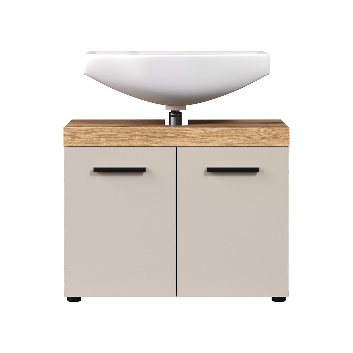 Meuble sous vasque 2 portes décor - MINA beige, CALICOSY