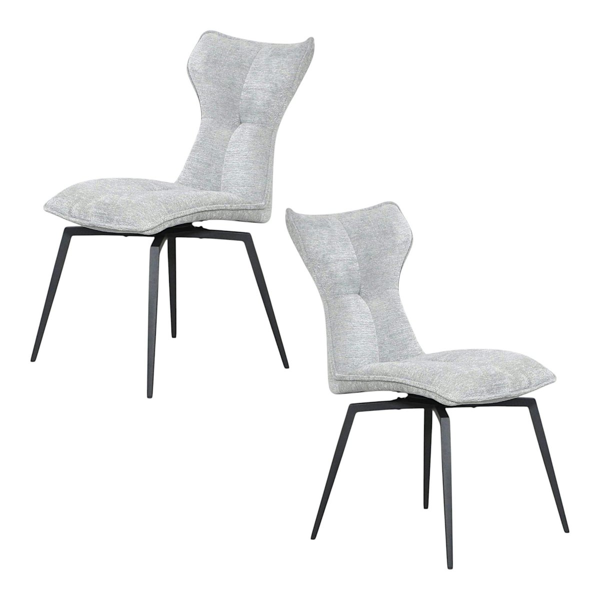 Chaise grise pivotante en velours avec passepoil (lot de 2) LOMBARDIE gris, PIER IMPORT
