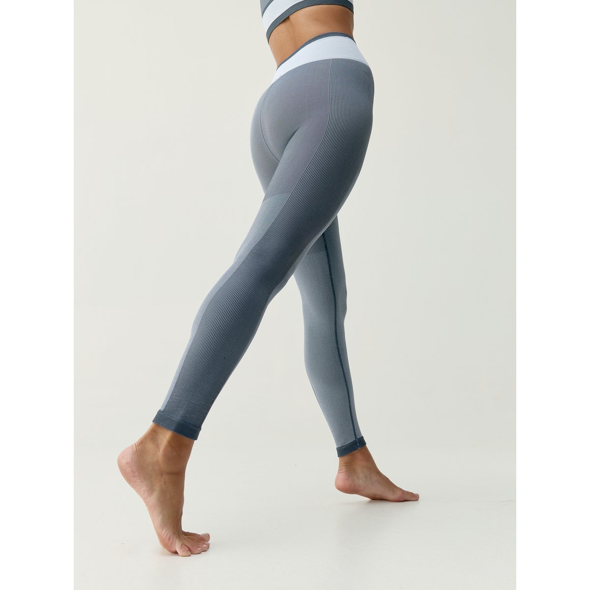 Legging de sport femme Oasis taille haute effet gainant bleu ébène clair, BORN