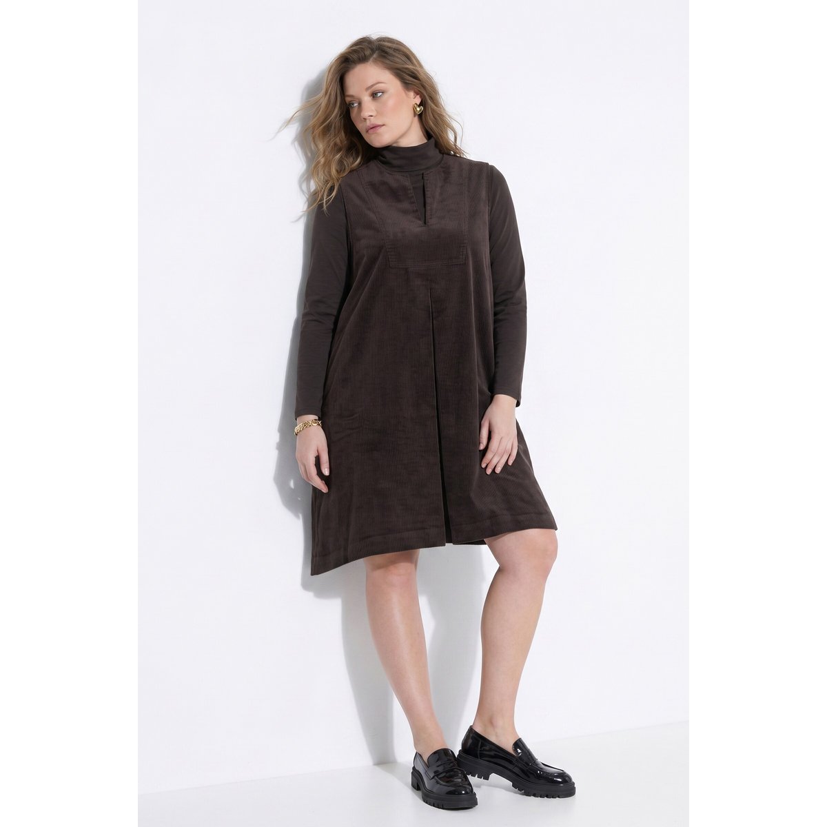 Robe en velours sans manches noir marron, ULLA POPKEN