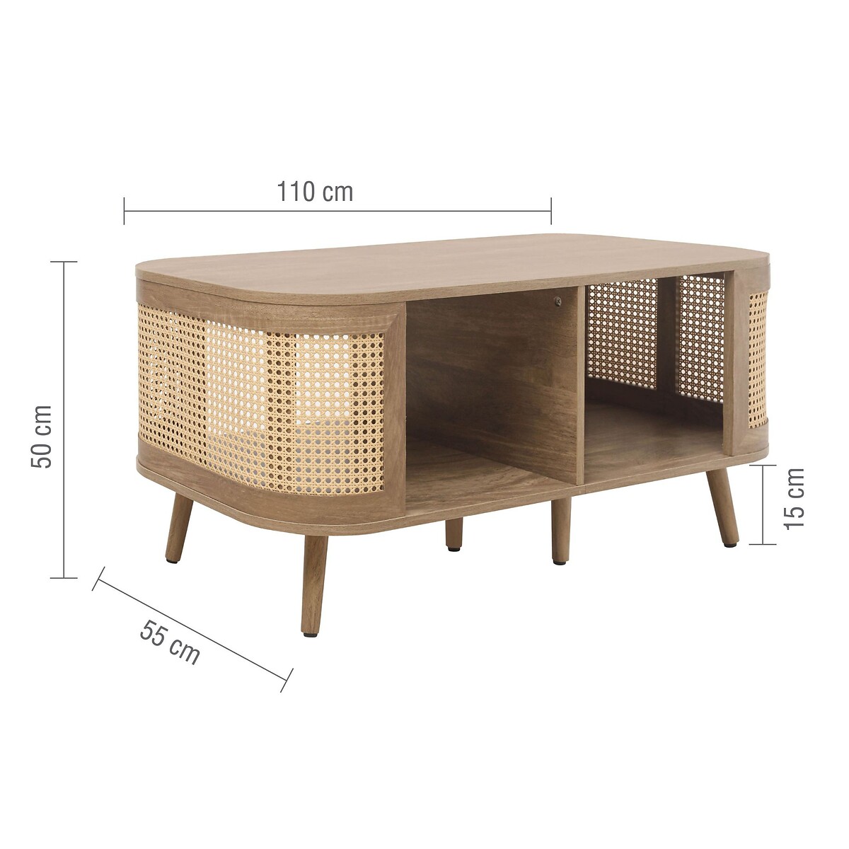 Naya Rattan Coffee Table natural oak, SO'HOME
