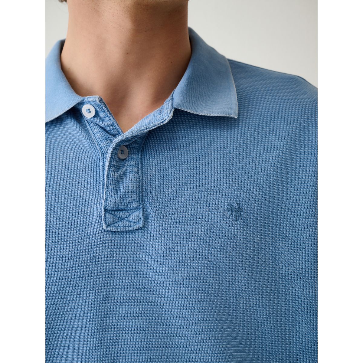 Polo délavé à manches courtes bleu, NEXT
