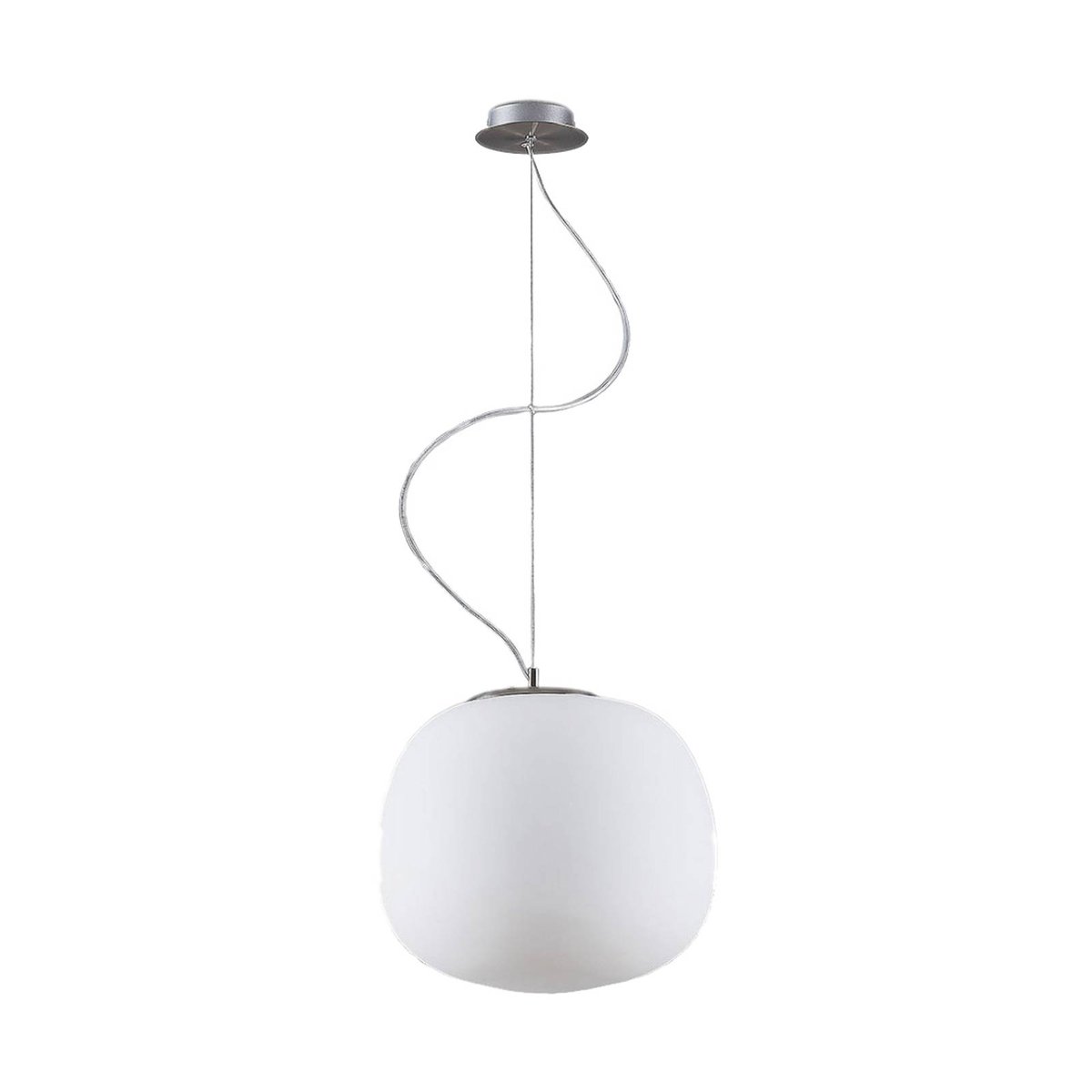 Suspension en verre moderne blanc, chrome, LINDBY