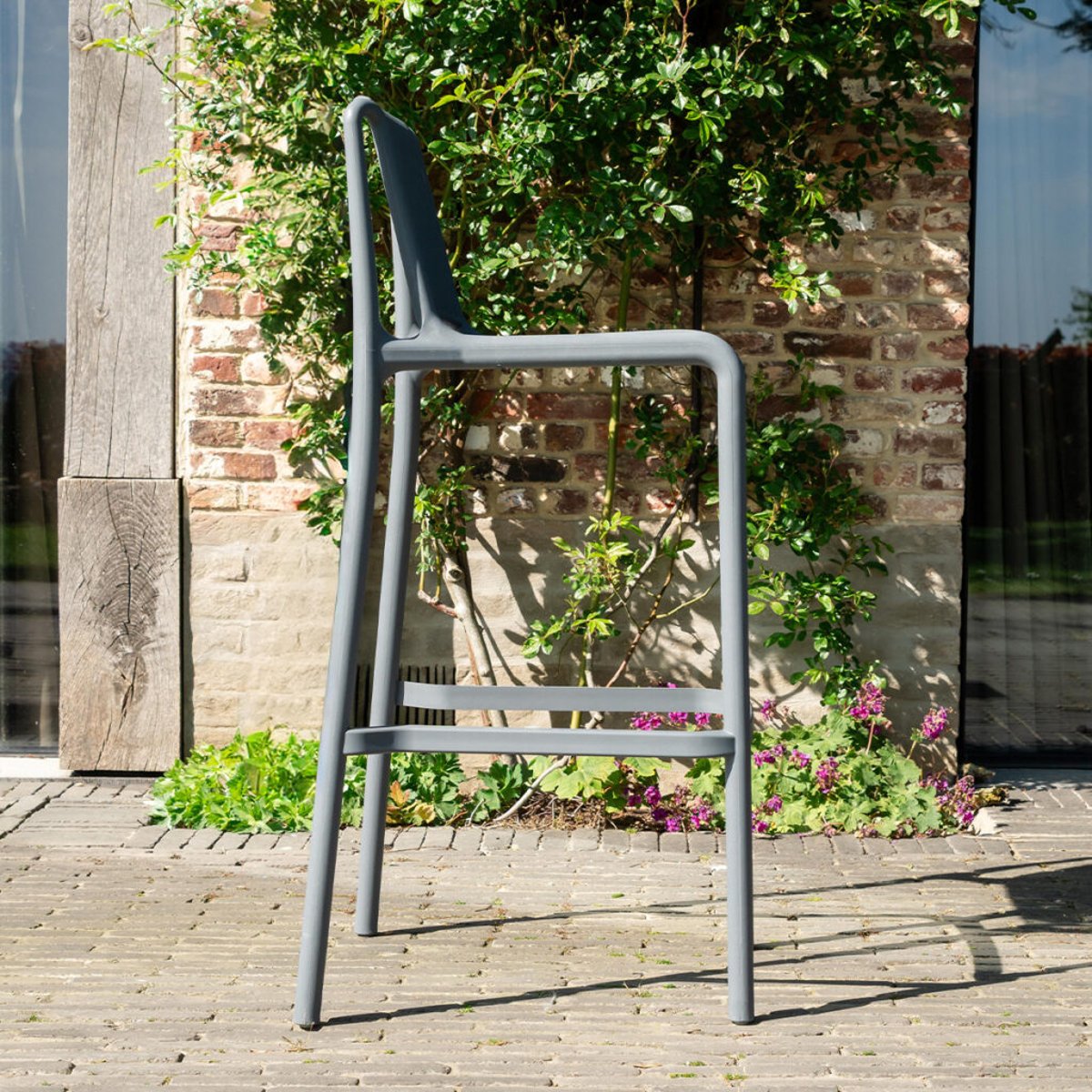 Chaise haute de jardin en résine Gris ANDREA gris anthracite, WILSA GARDEN