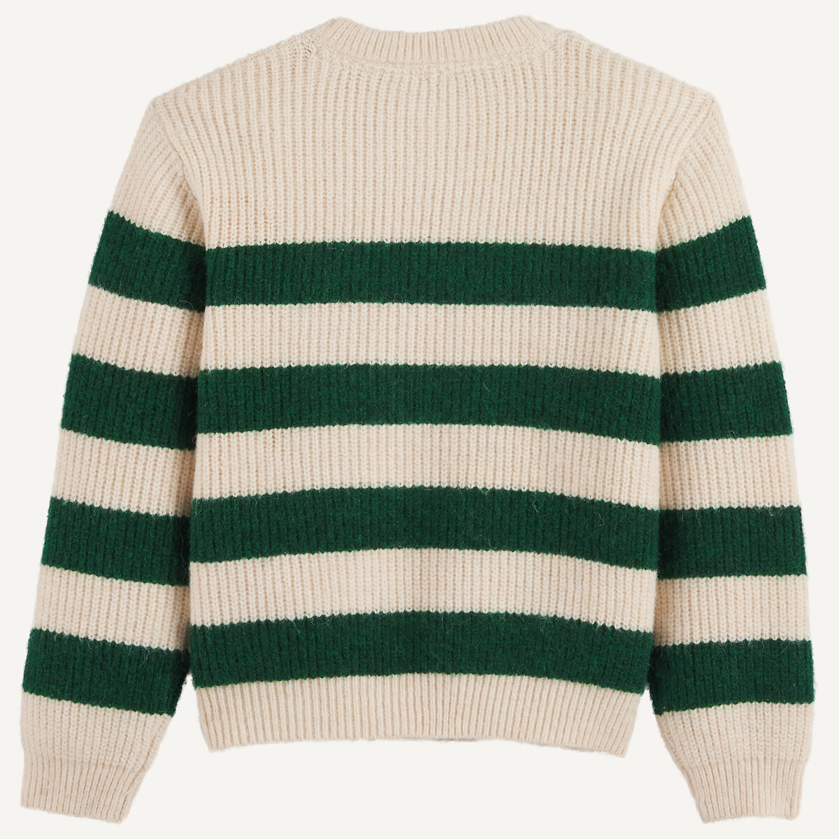 Pull col rond rayé, en grosse maille rayé vert, LA REDOUTE COLLECTIONS