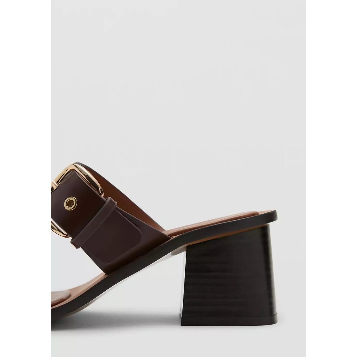 Sandales cuir talon boucles marron, MANGO