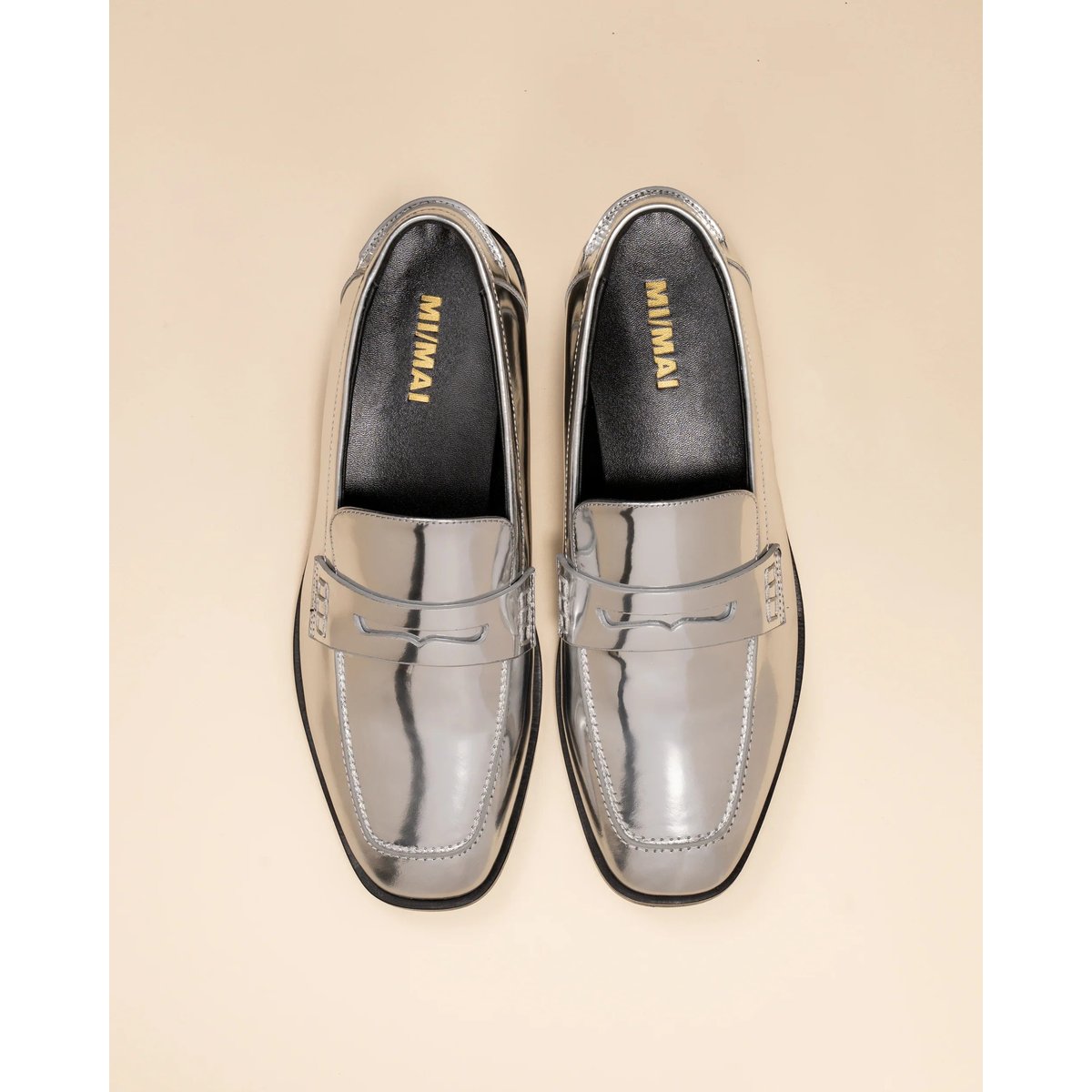 Mocassins en cuir mirroir LUCIANO argenté, MI MAI