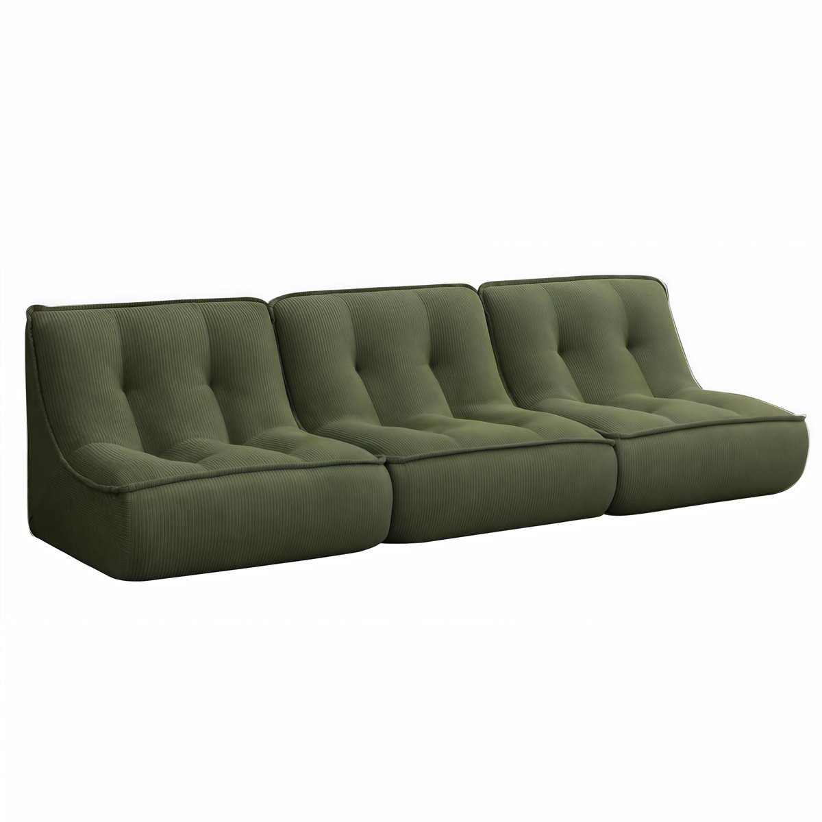 Fauteuils modulables en velours côtelé type chauffeuse - Lot de 3, LIZY vert, OVIALA