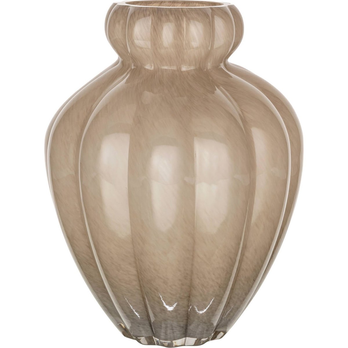 Vase en verre au relief élégant taupe, RECOLLECTION