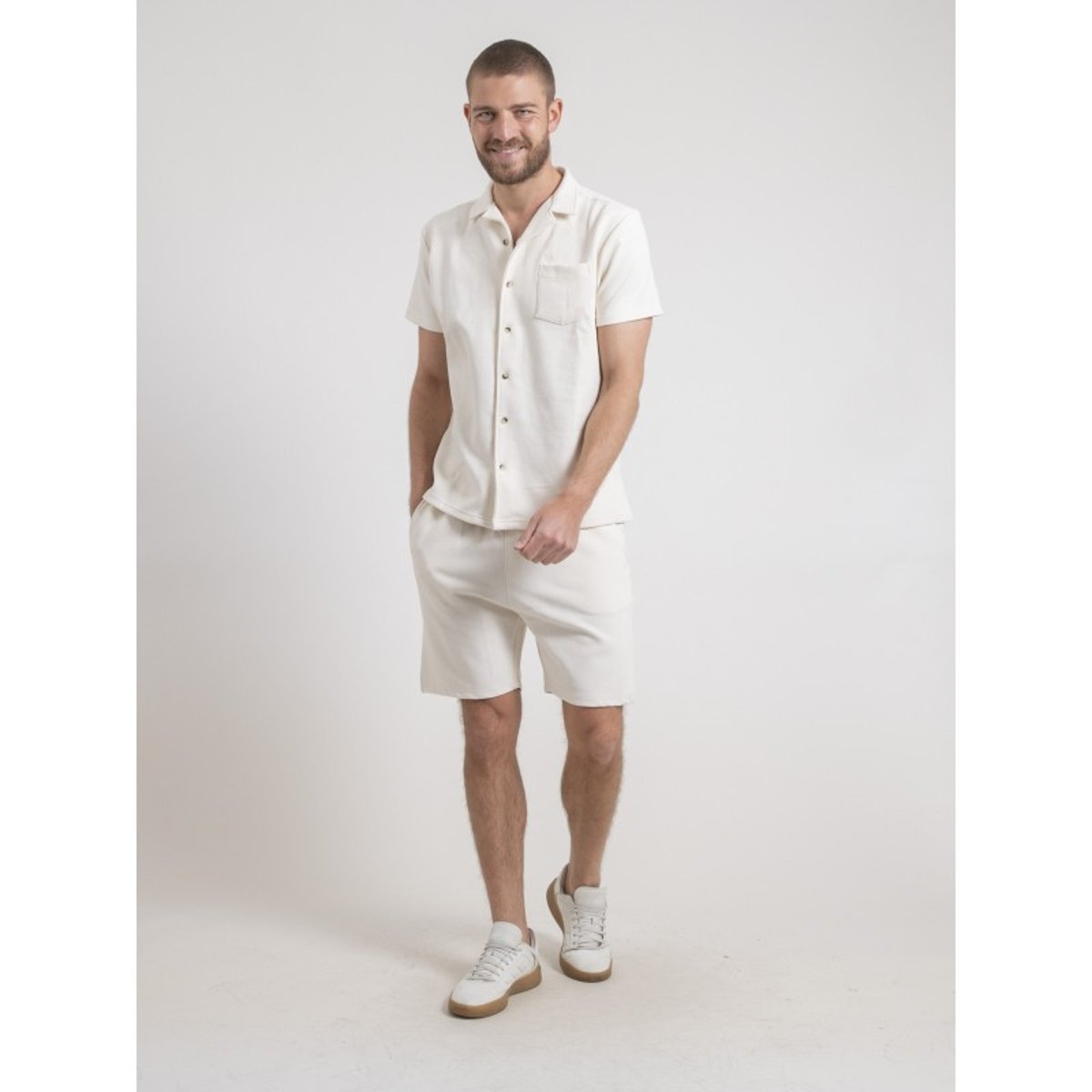 Chemise Manches Courtes Maille Coton Datacuba beige, RITCHIE