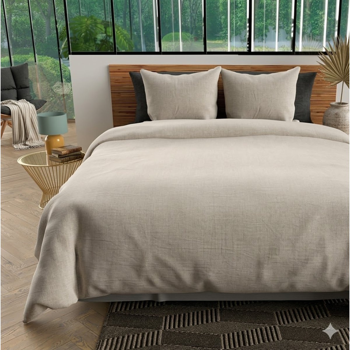 Parure de lit microfibre lin, EDEN
