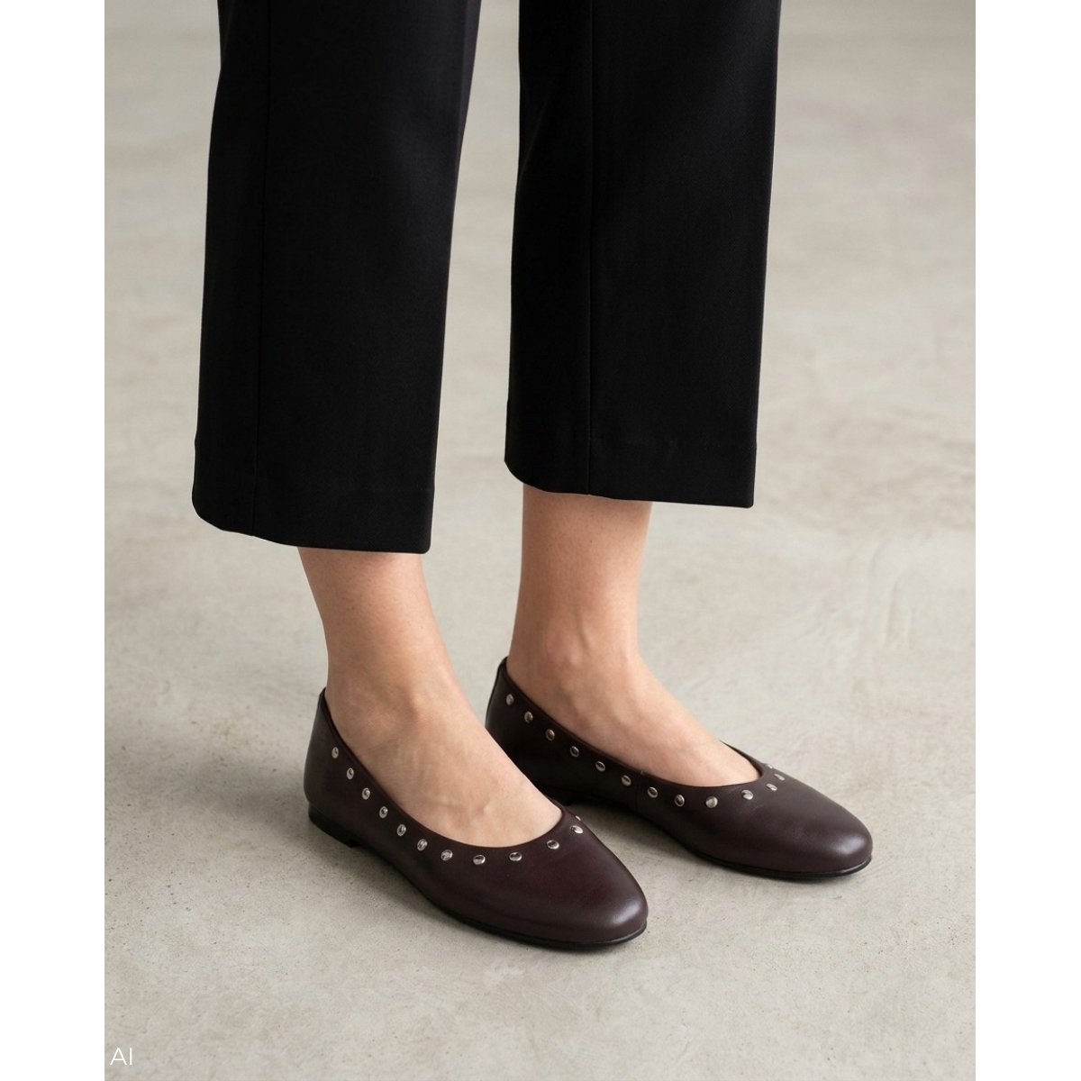 Ballerines cuir Bellucci wine, MARTINELLI