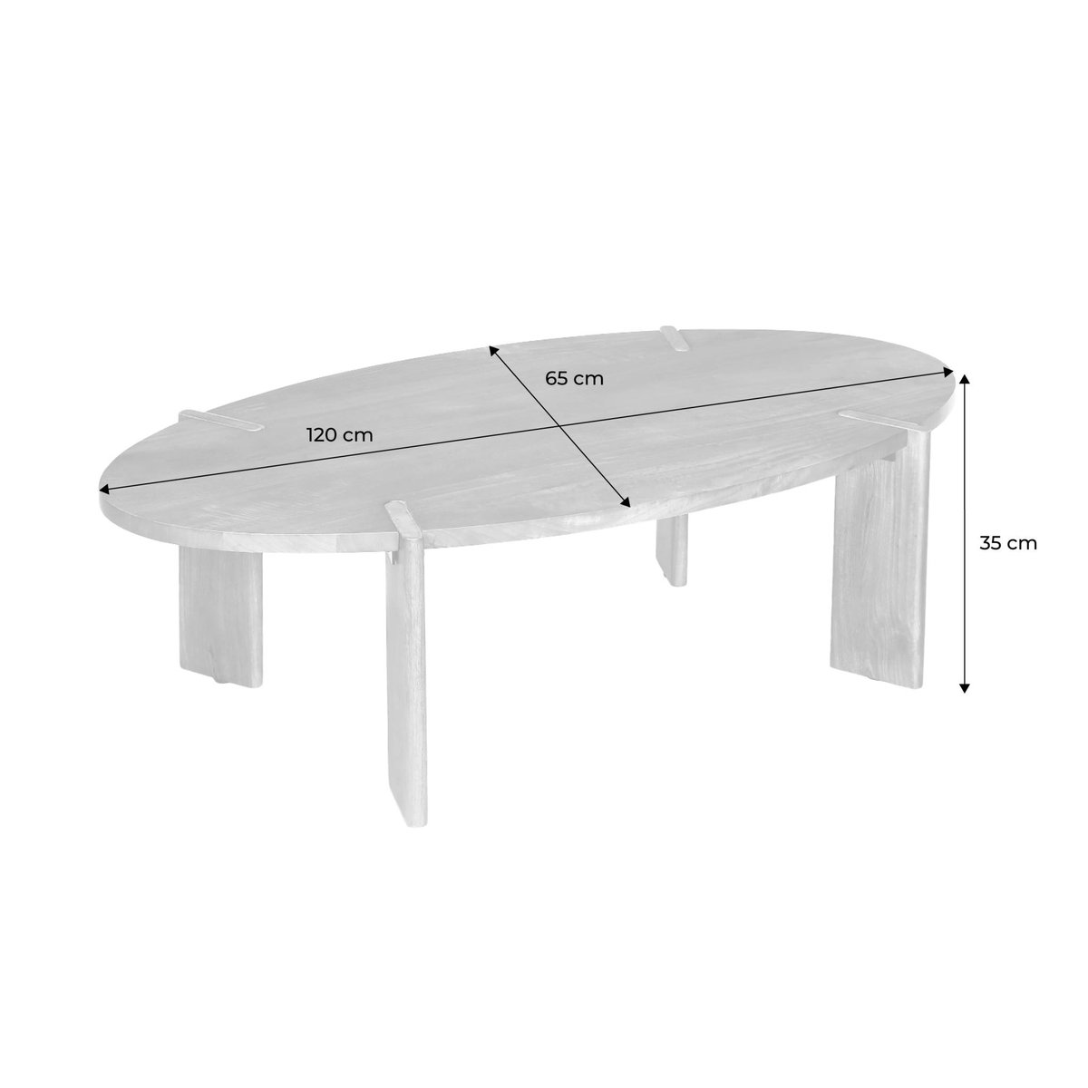 Table basse exotique ovale bois massif REVA noyer, SWEEEK