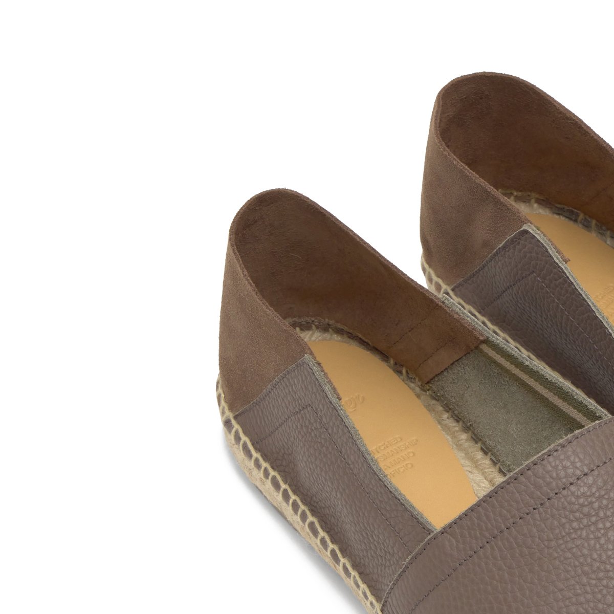 Espadrilles plates en cuir style camping POLO PLATFORM taupe, CASTANER