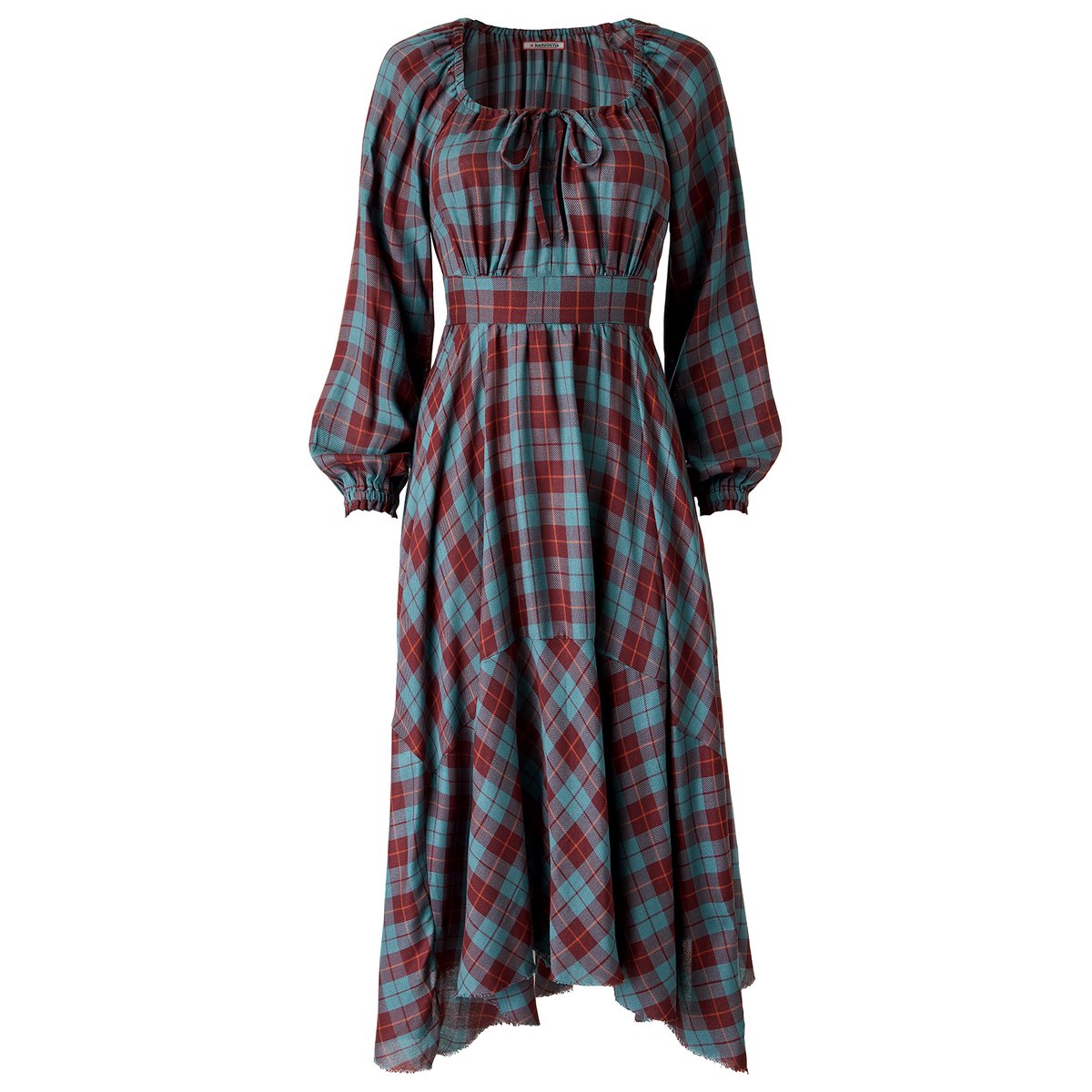 Robe Longue à Carreaux et Ourlet Plongeant Daphne bleu, JOE BROWNS
