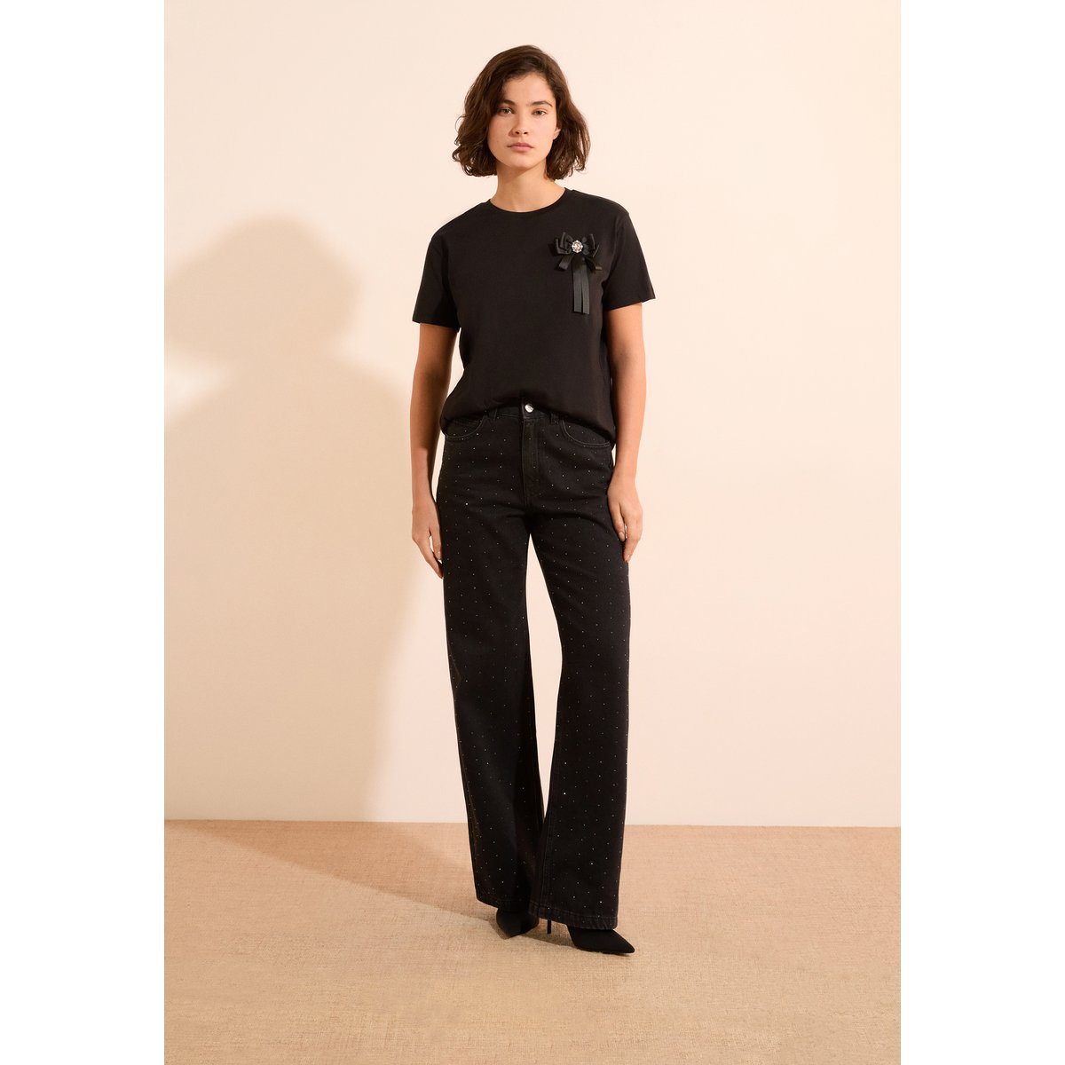 T-shirt manches courtes en coton AVANA encre, ETAM