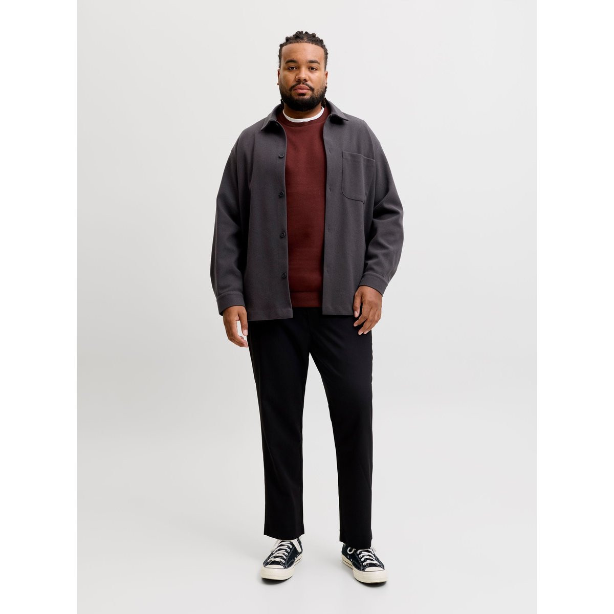 Surchemise dark grey melange, JACK & JONES