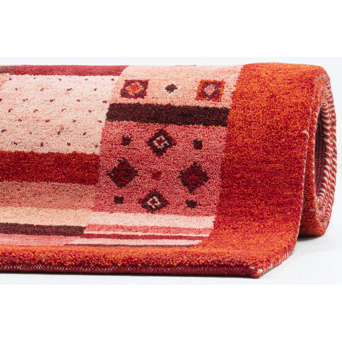 Tapis en laine vierge noué à la main rouge, THEKO